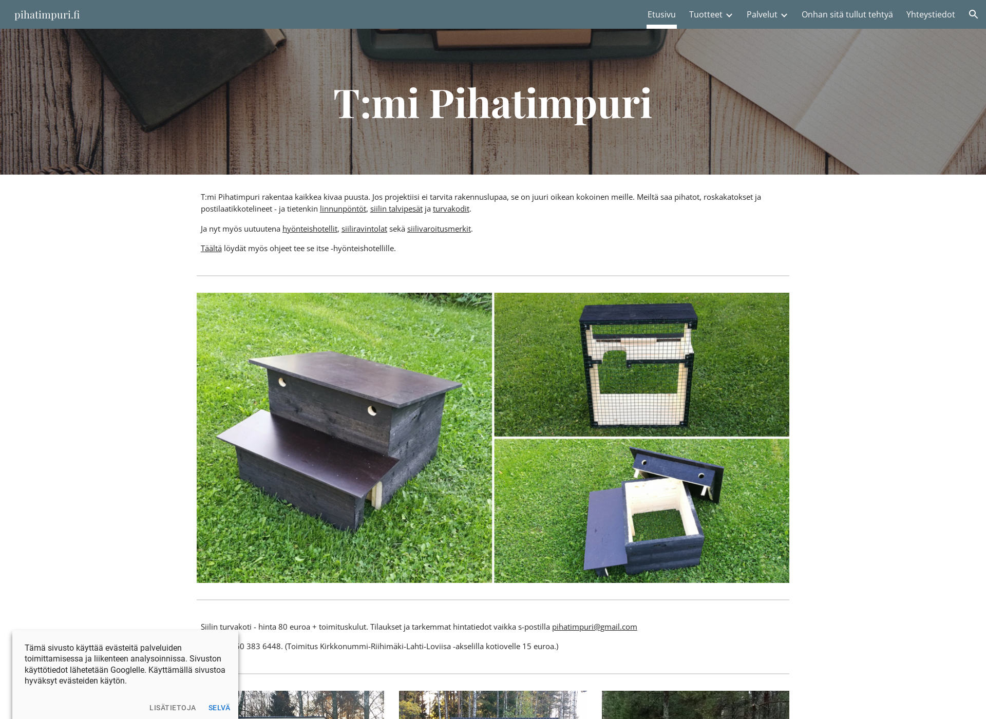 Skärmdump för pihatimpuri.fi