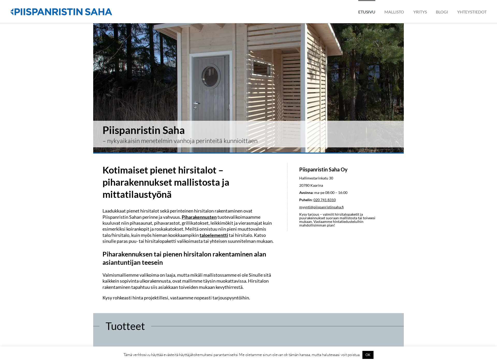 Skärmdump för pihavarasto.fi
