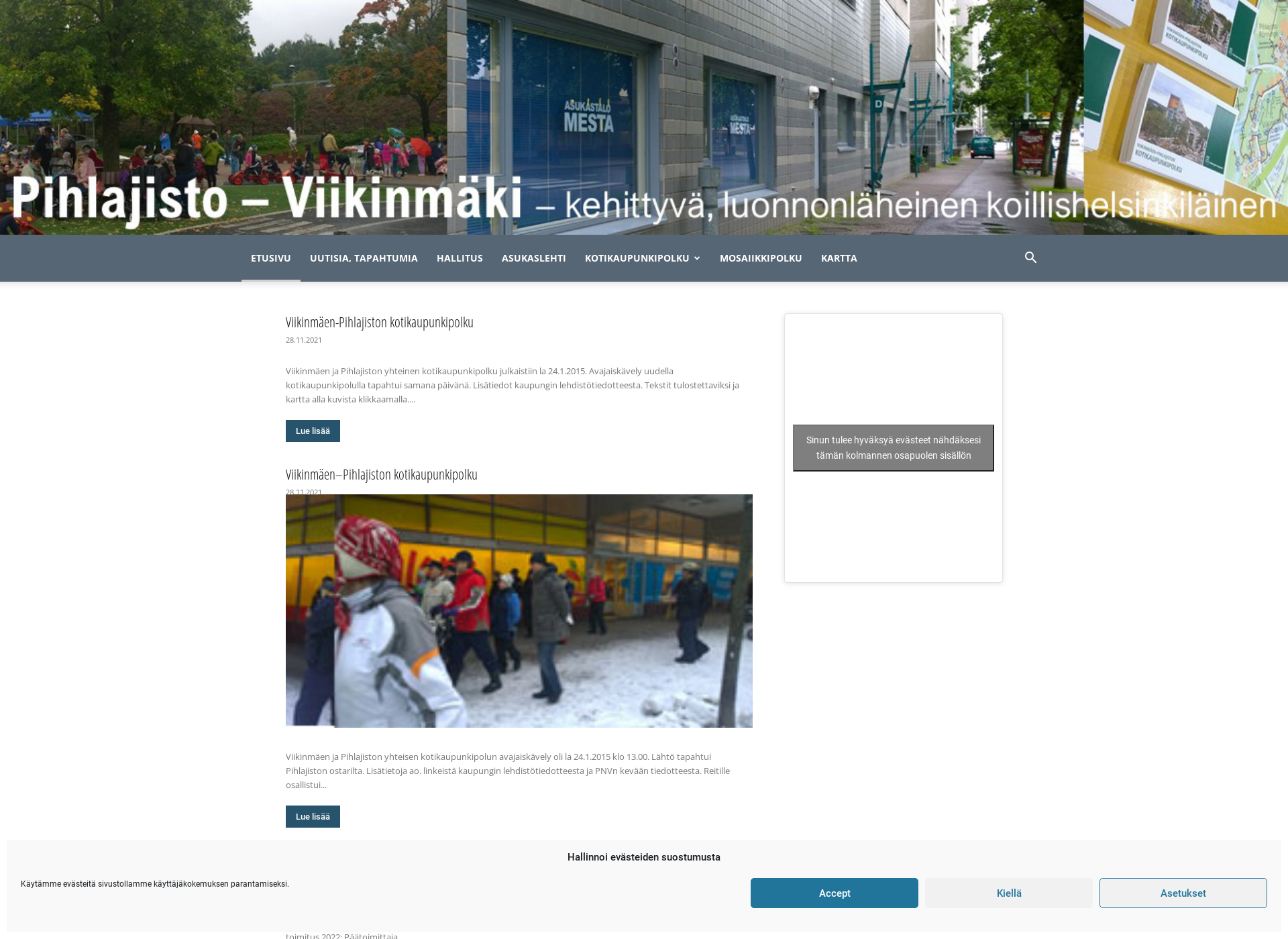Skärmdump för pihlajisto.fi
