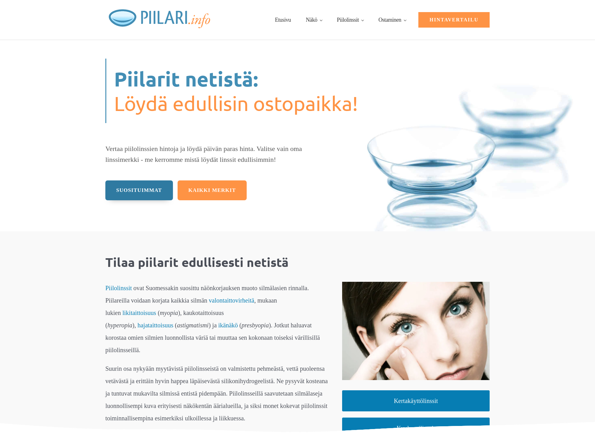 Skärmdump för piilolinssitnetista.fi