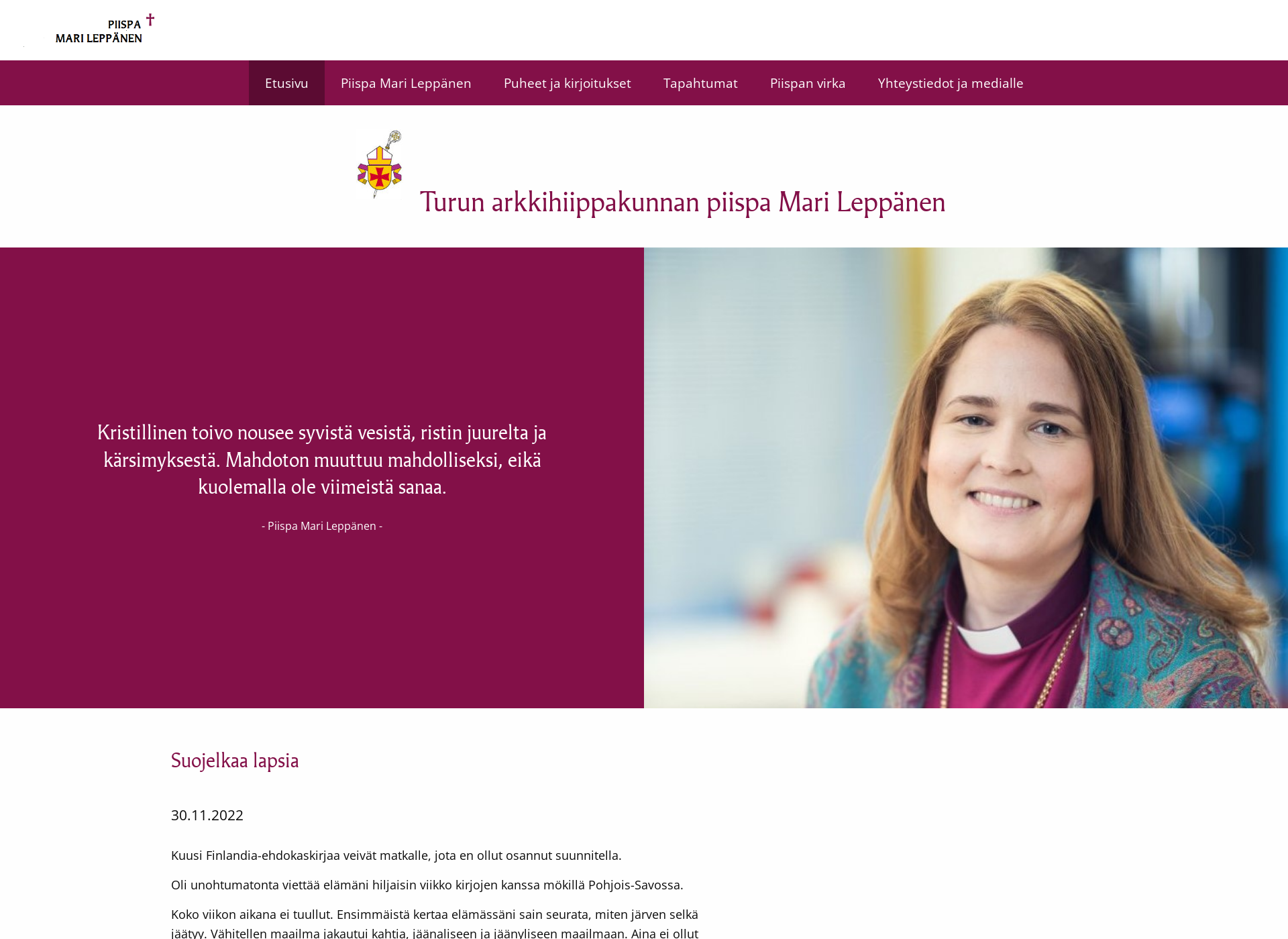 Screenshot for piispamarileppanen.fi