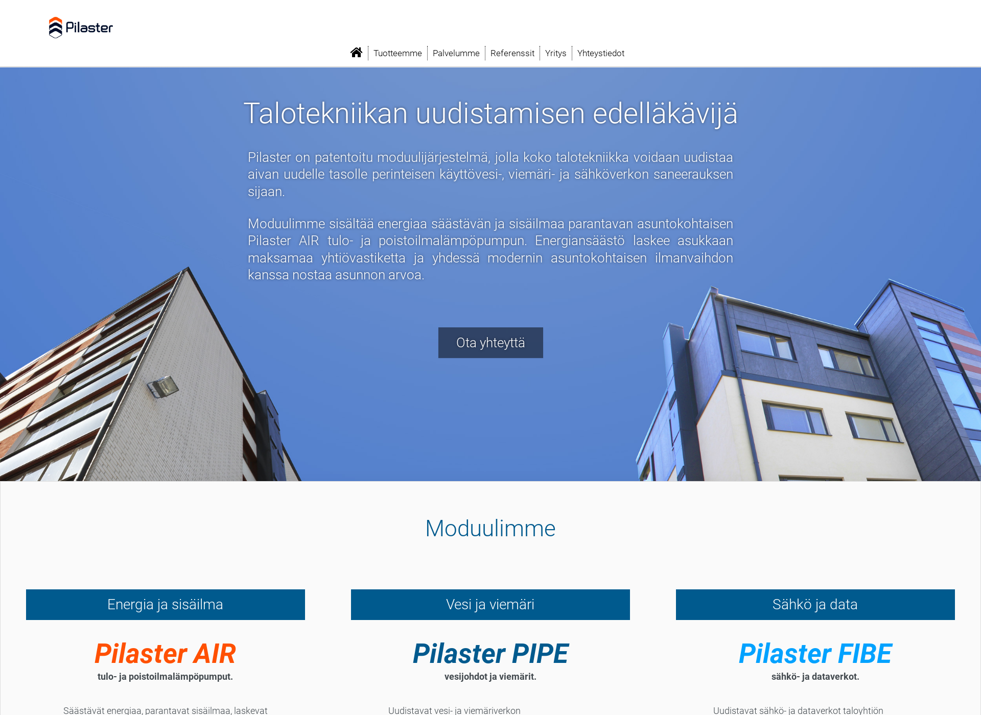 Skärmdump för pilaster.fi