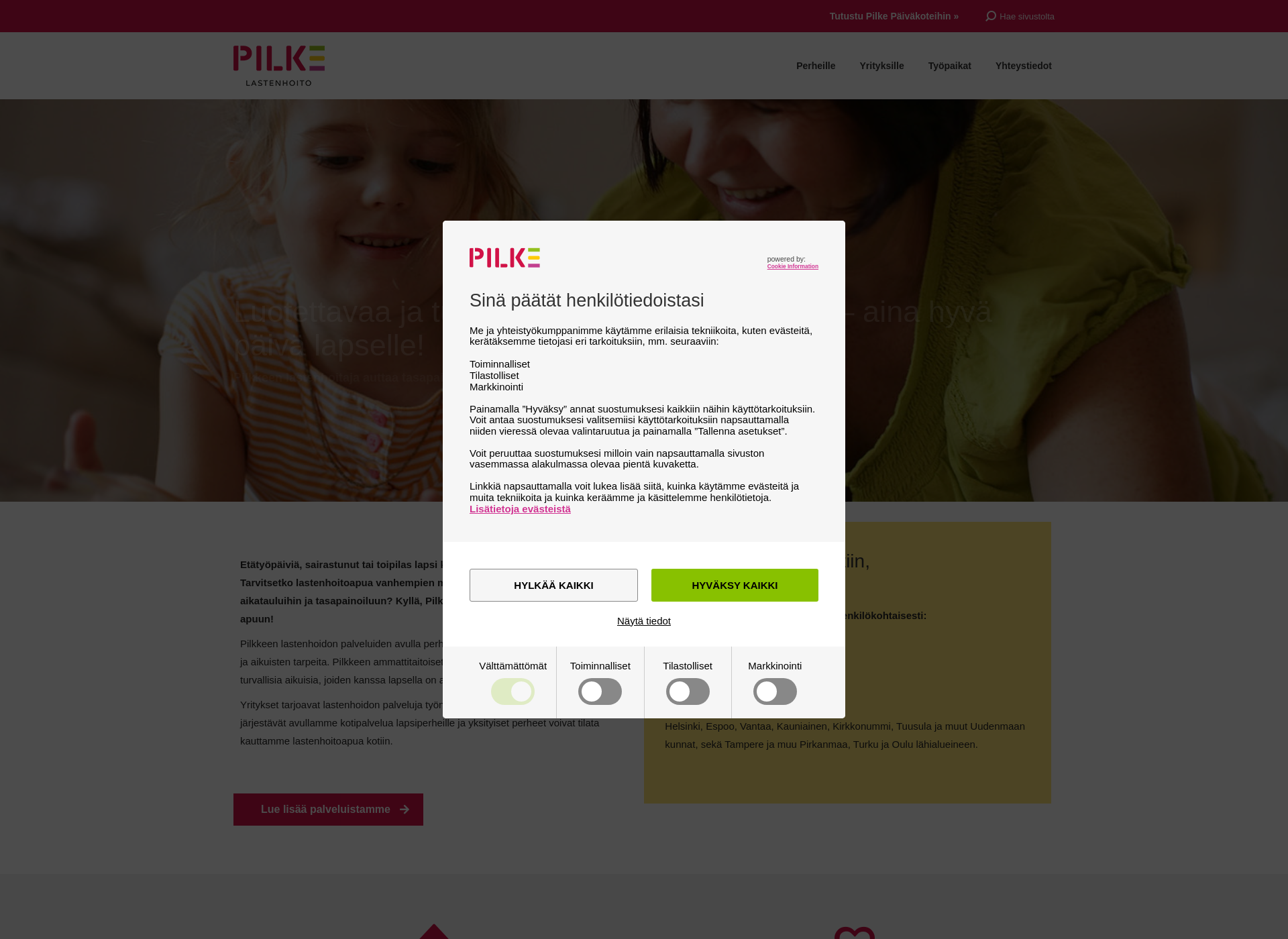 Screenshot for pilkelastenhoito.fi