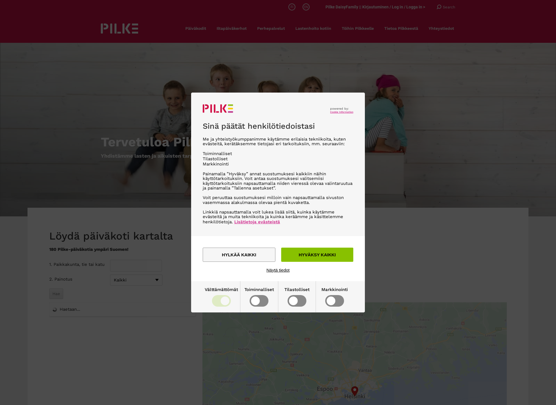 Screenshot for pilkepaivakodit.fi