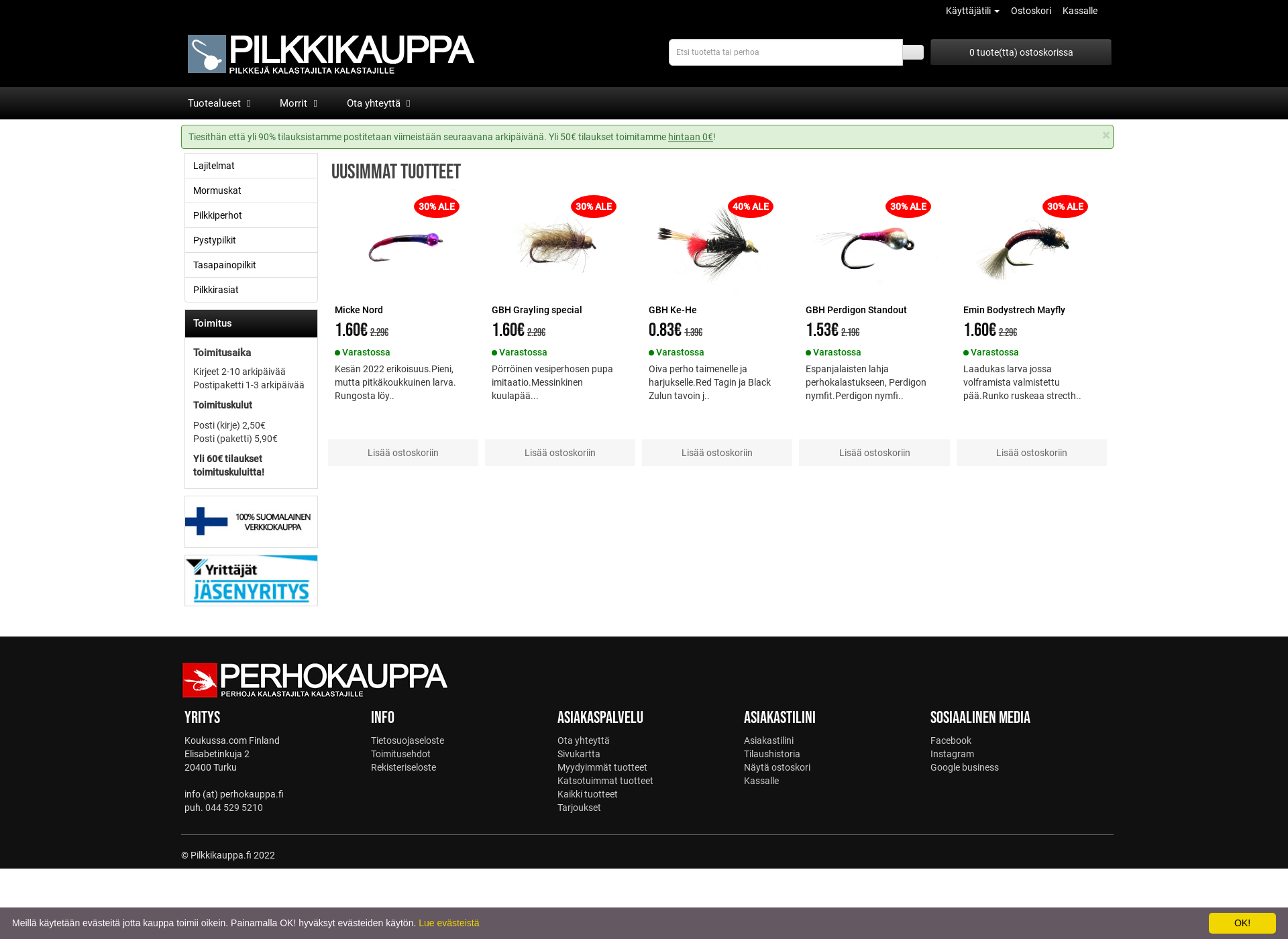 Skärmdump för pilkkikauppa.fi