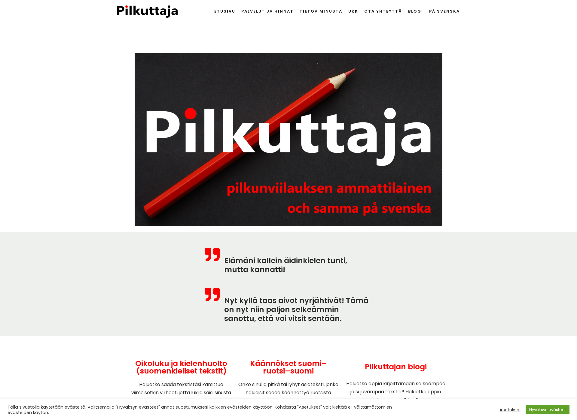 Skärmdump för pilkuttaja.fi