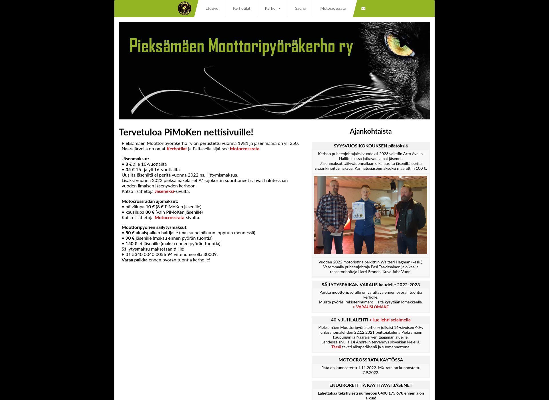 Skärmdump för pimoke.fi