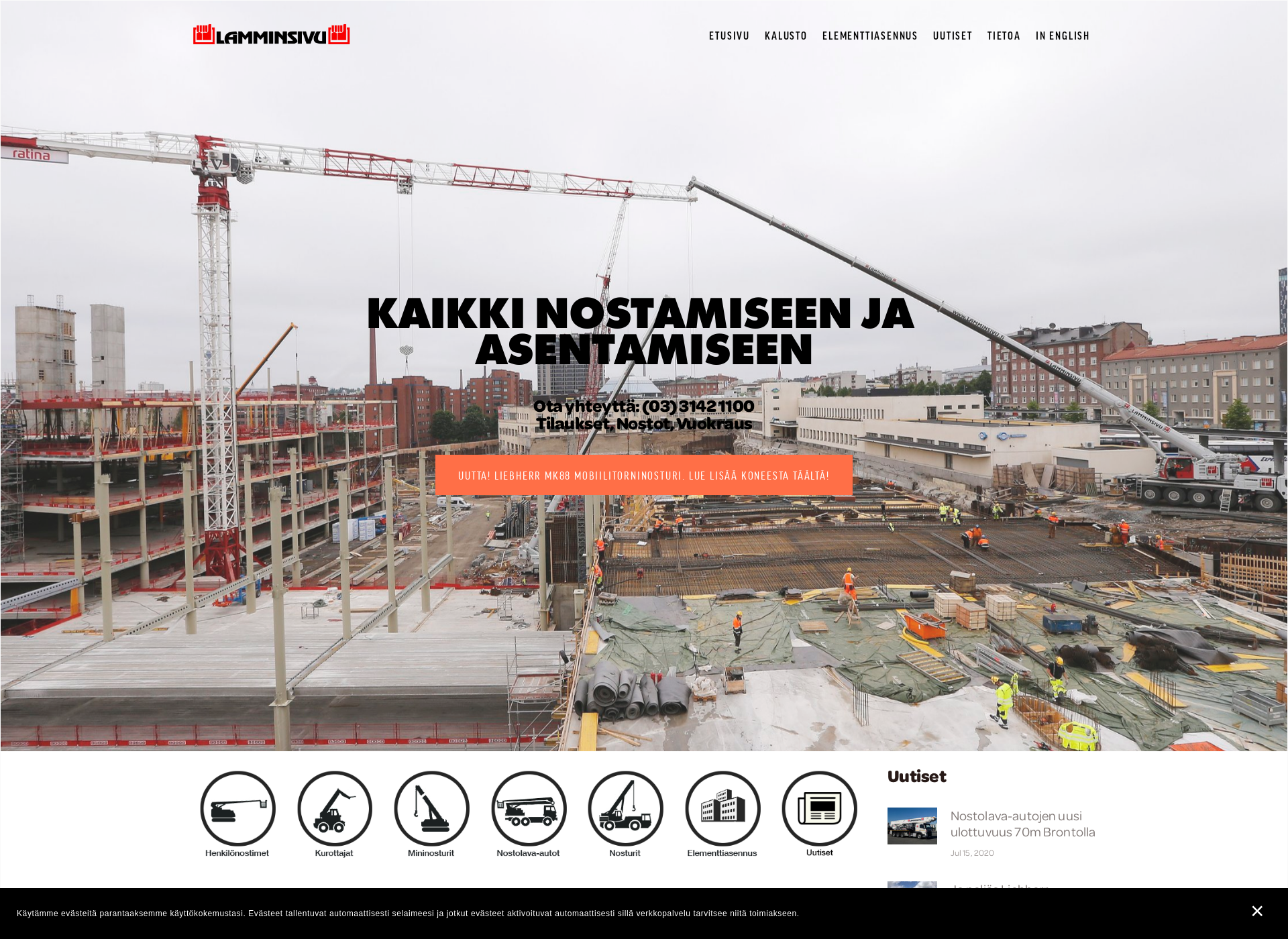 Skärmdump för pinta-liftit.fi