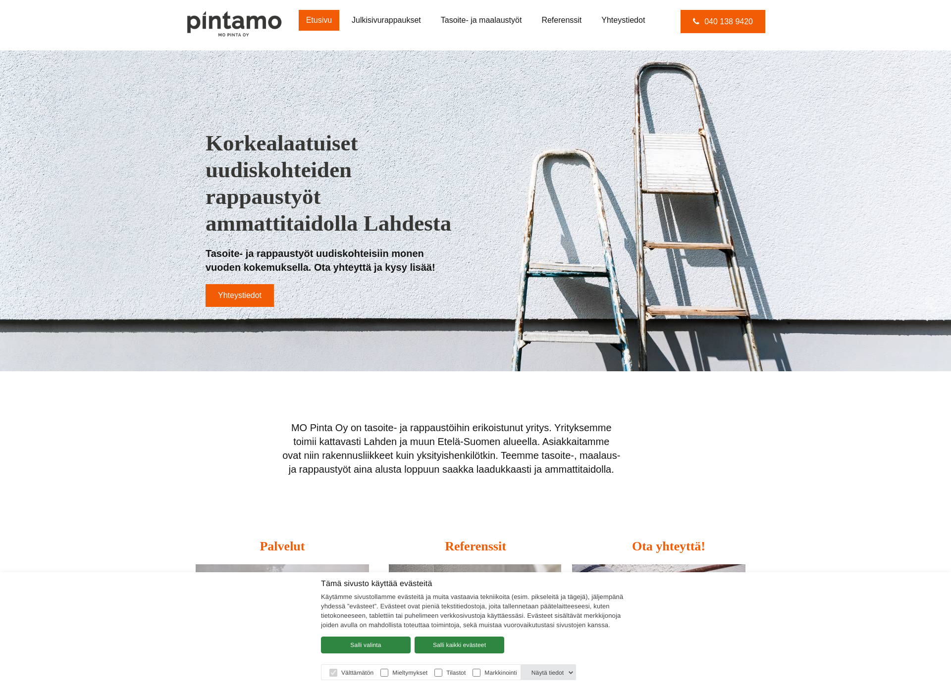 Skärmdump för pintamo.fi
