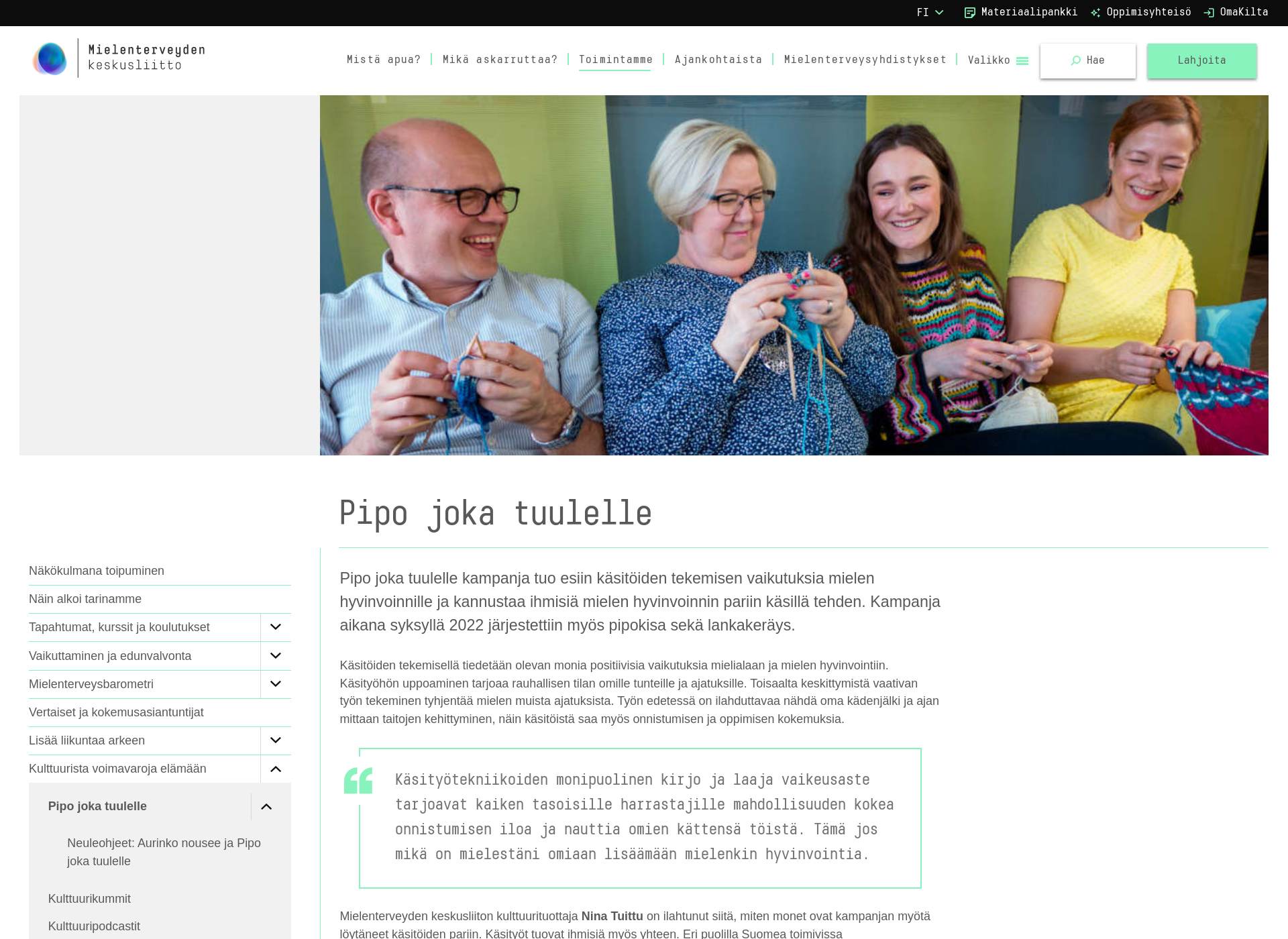 Screenshot for pipojokatuulelle.fi