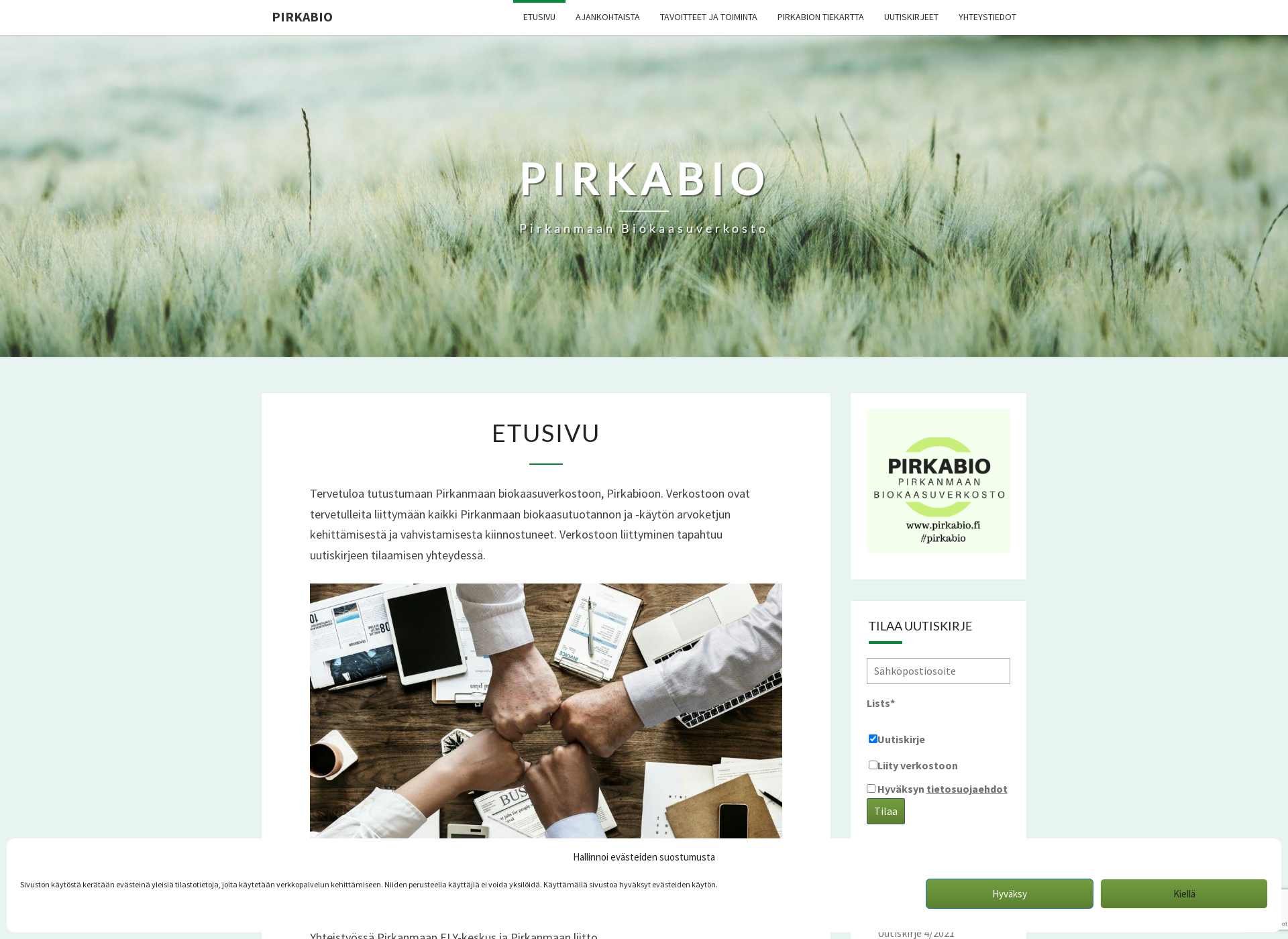 Skärmdump för pirkabio.fi