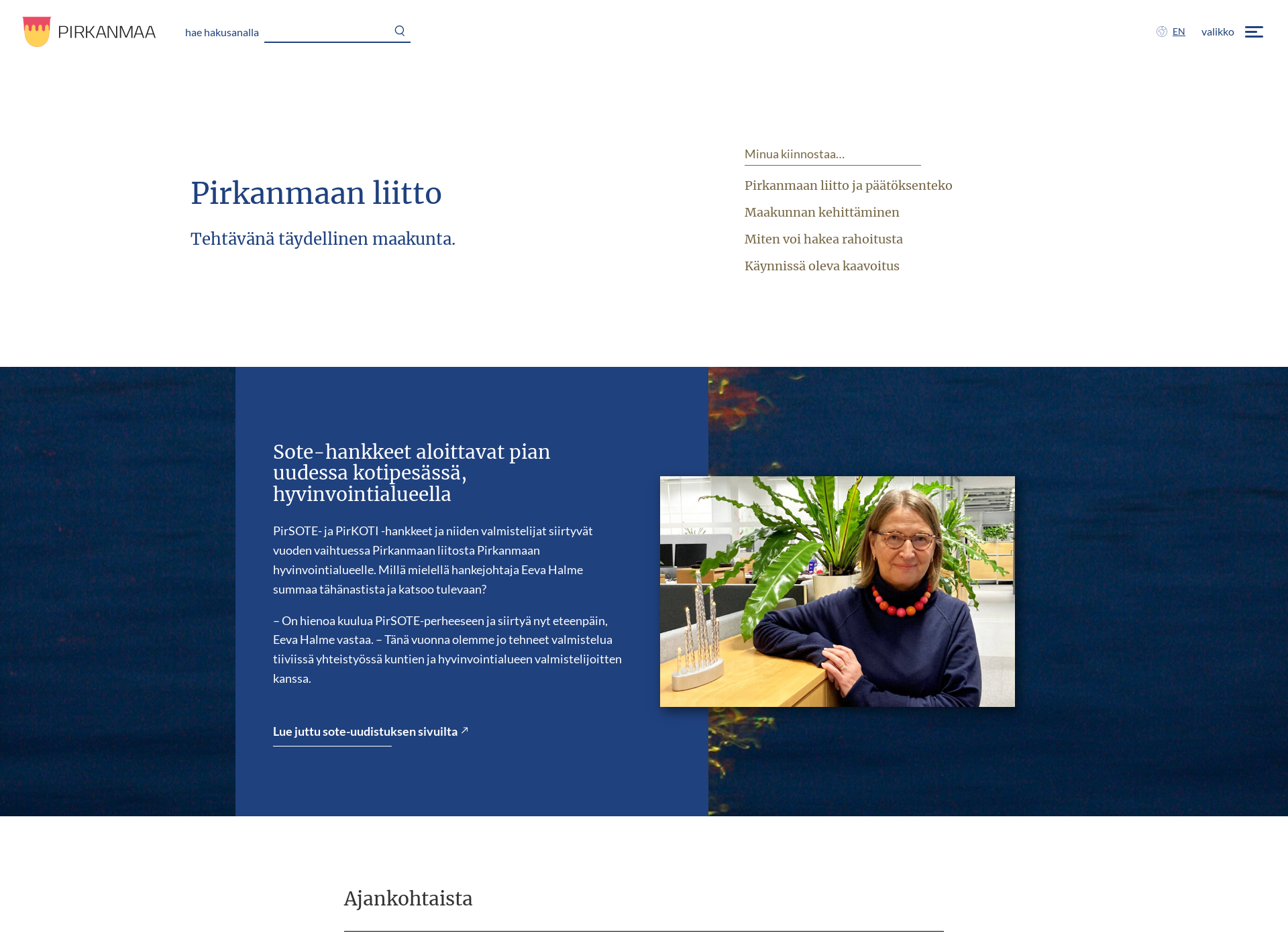 Screenshot for pirkanmaa.fi