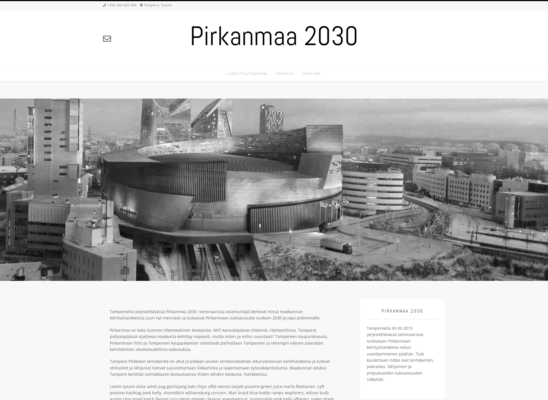 Skärmdump för pirkanmaa2030.fi