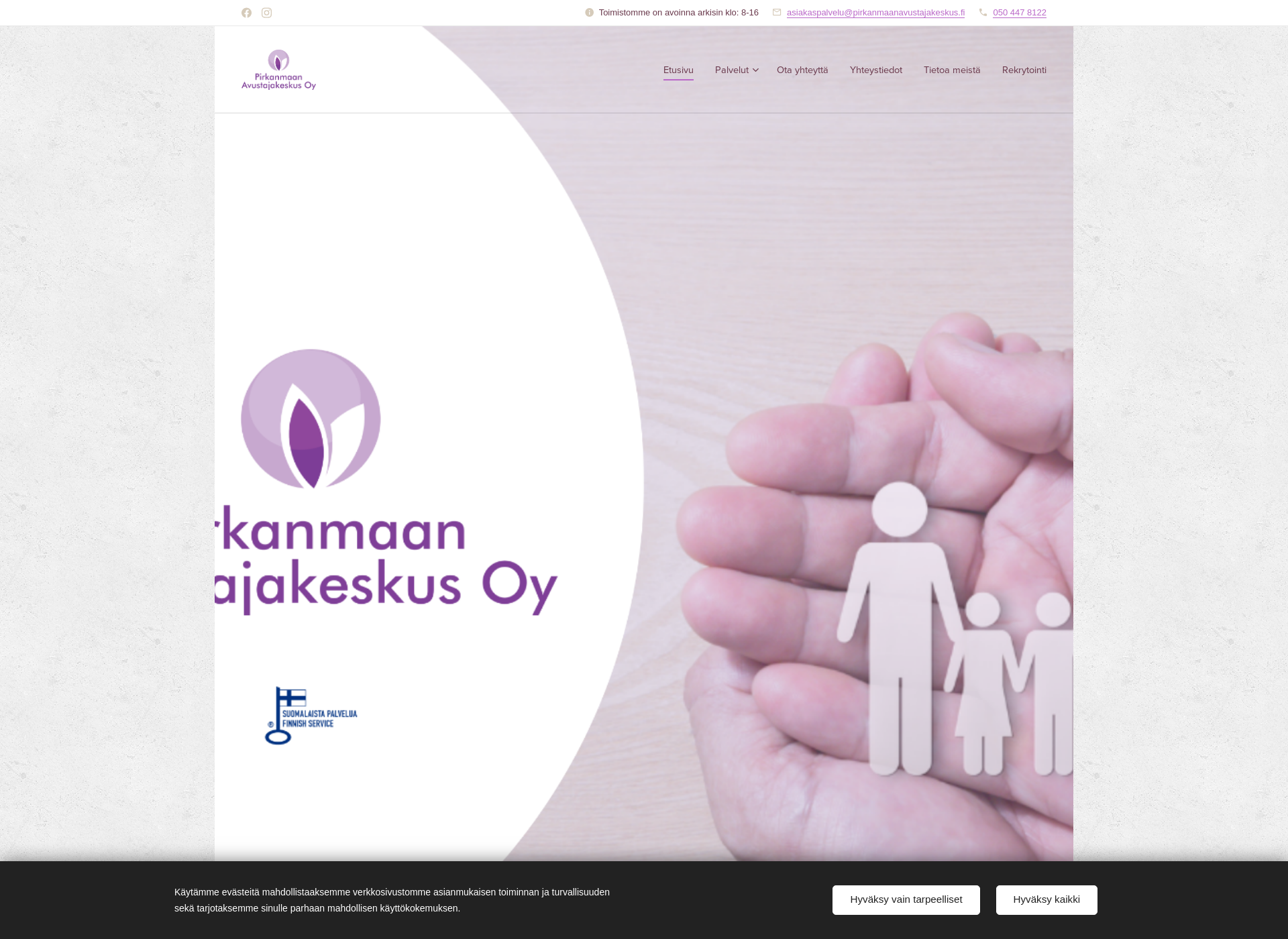 Skärmdump för pirkanmaanavustajakeskus.fi