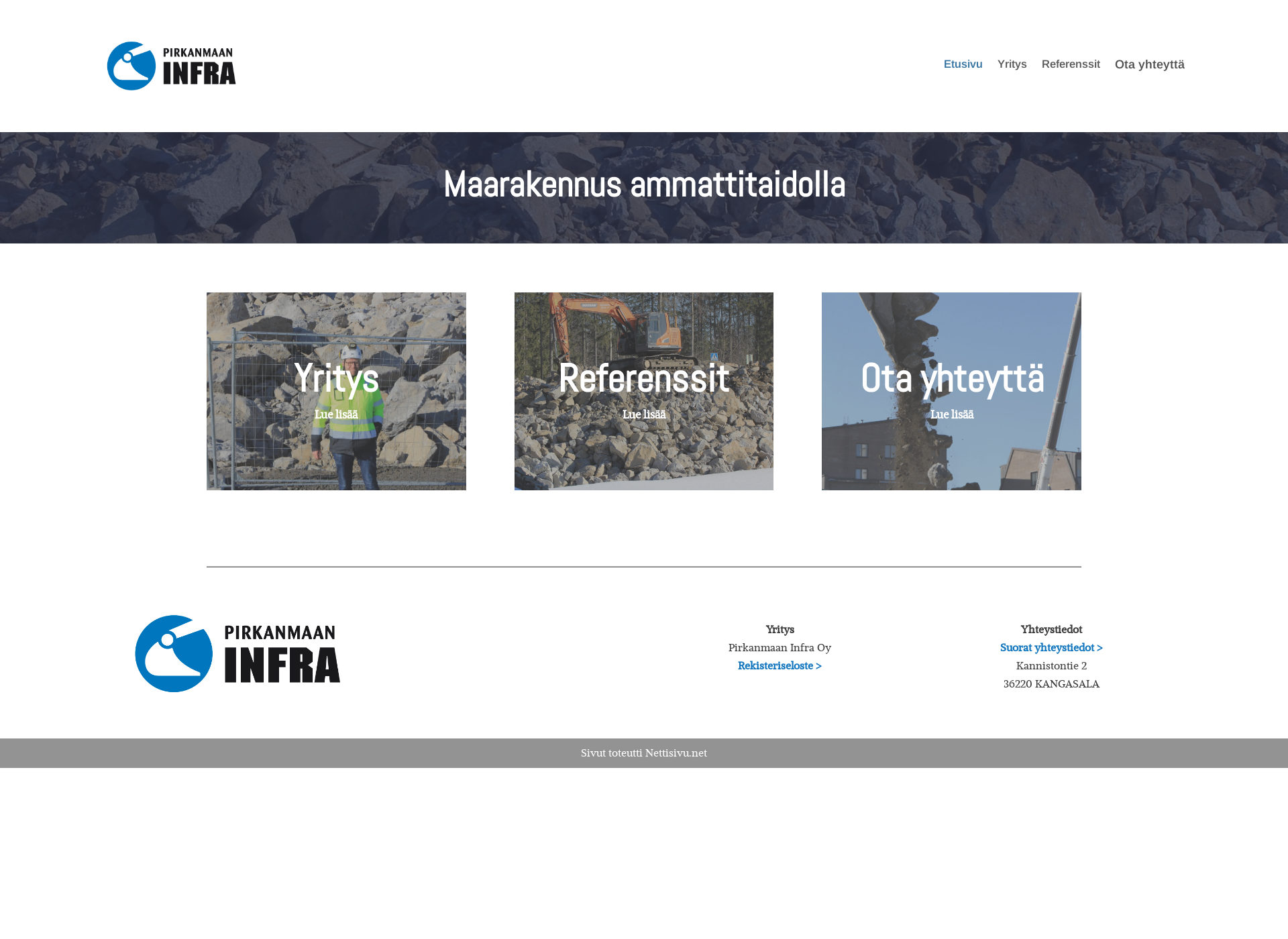 Skärmdump för pirkanmaaninfra.fi