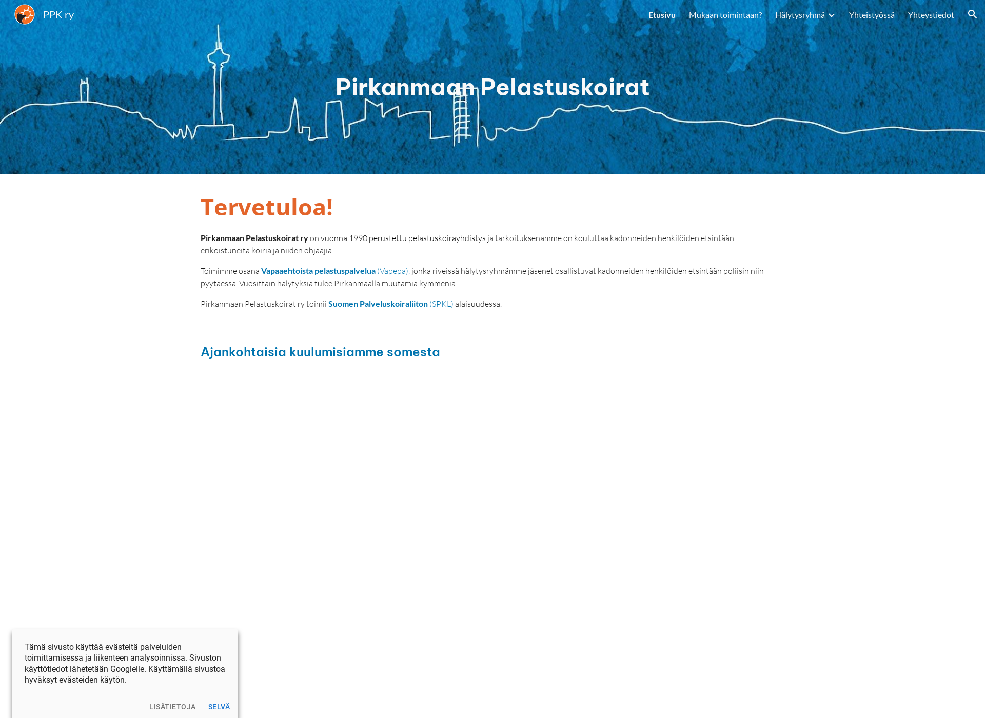 Screenshot for pirkanmaanpelastuskoirat.fi