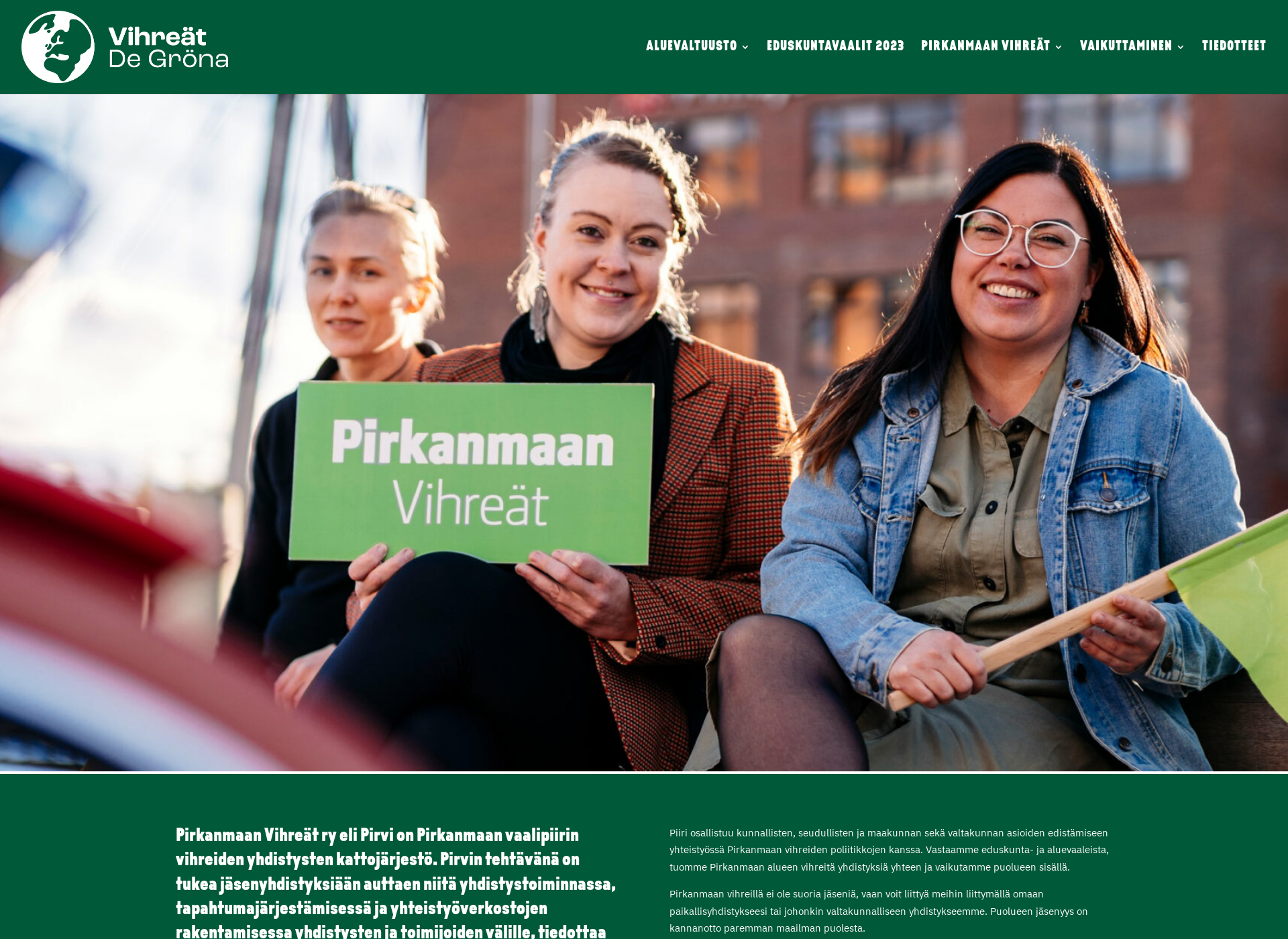 Screenshot for pirkanmaanvihreat.fi