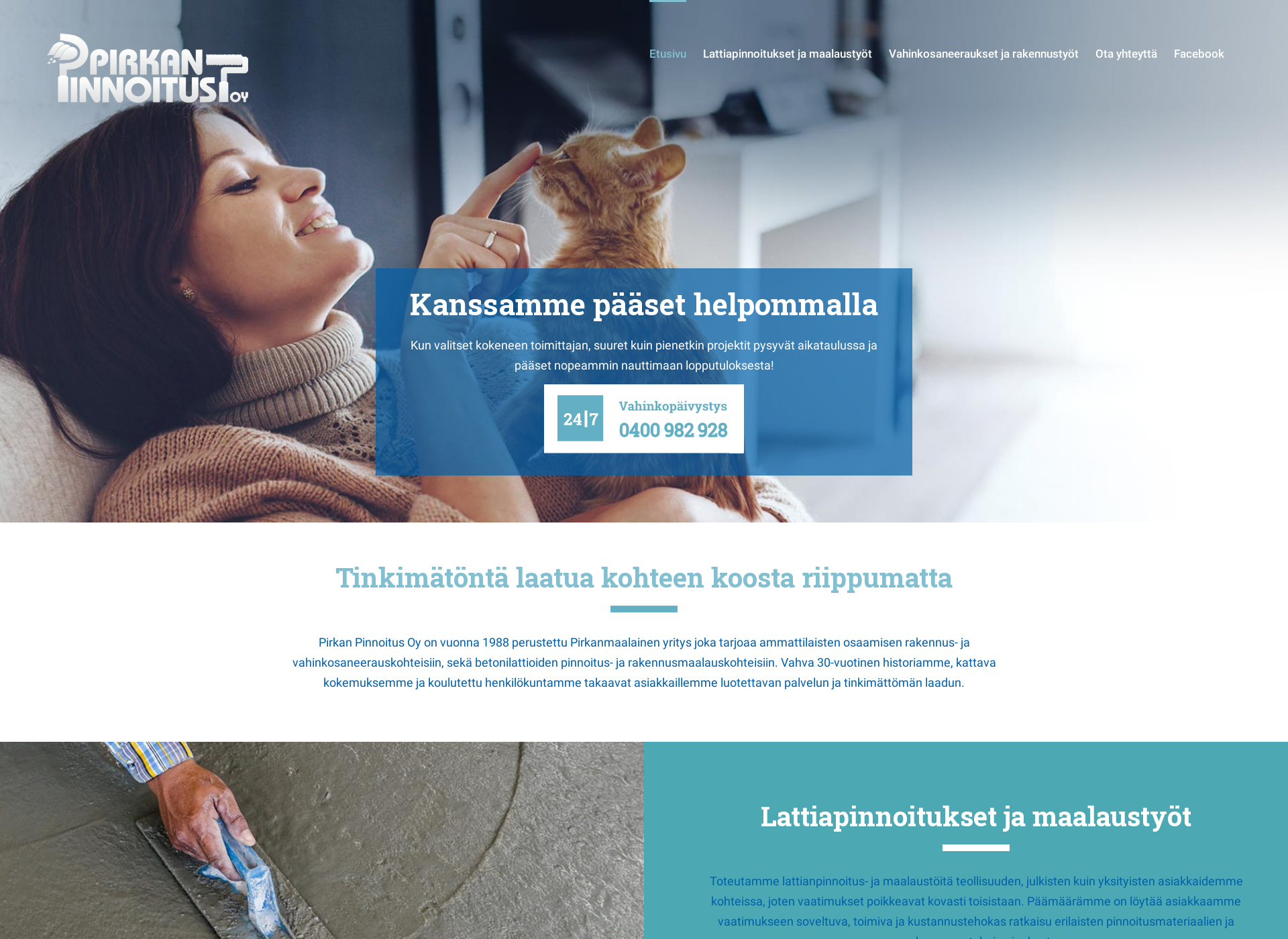 Skärmdump för pirkanpinnoitus.fi