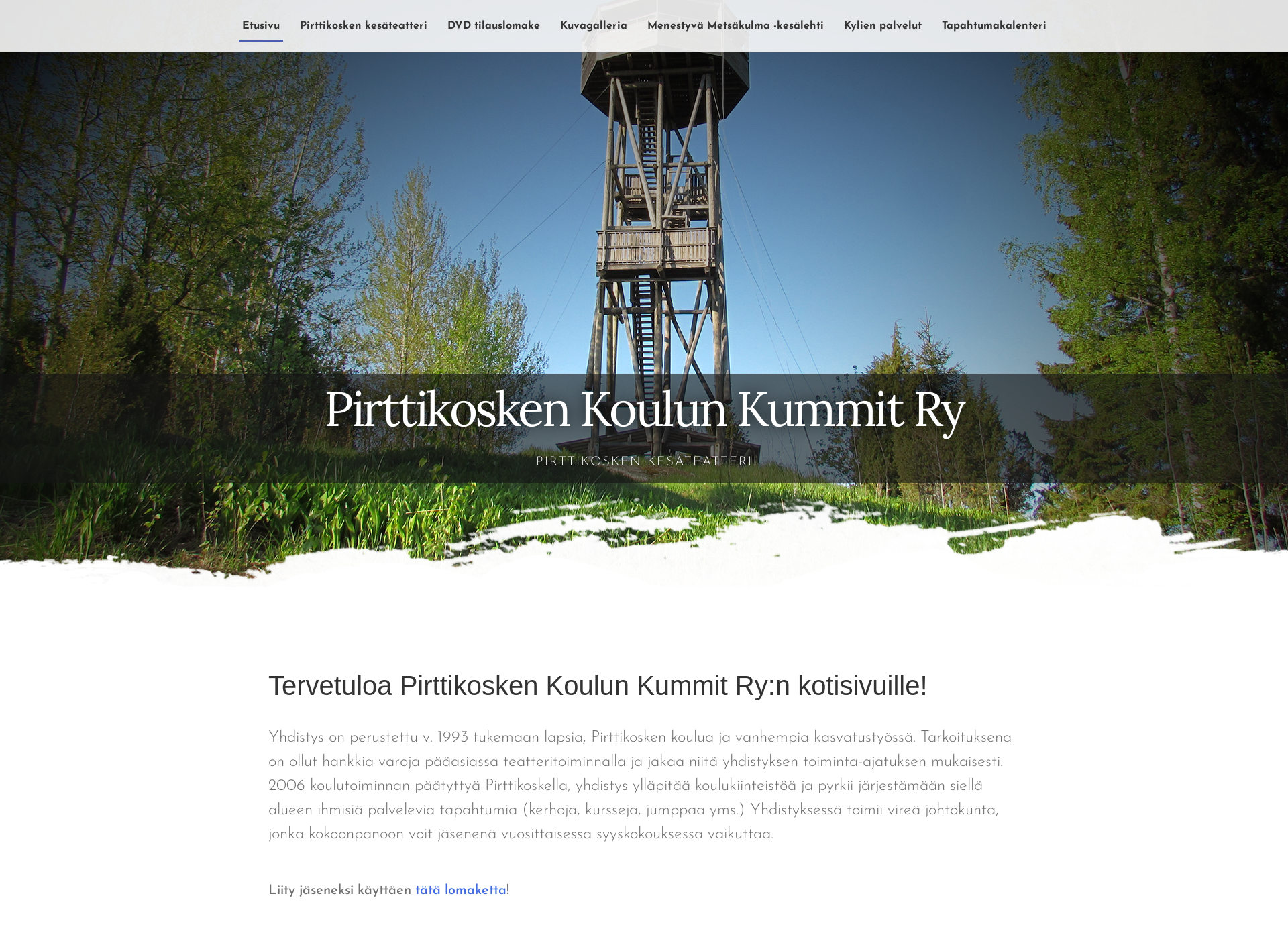 Skärmdump för pirttikoskenkesateatteri.fi