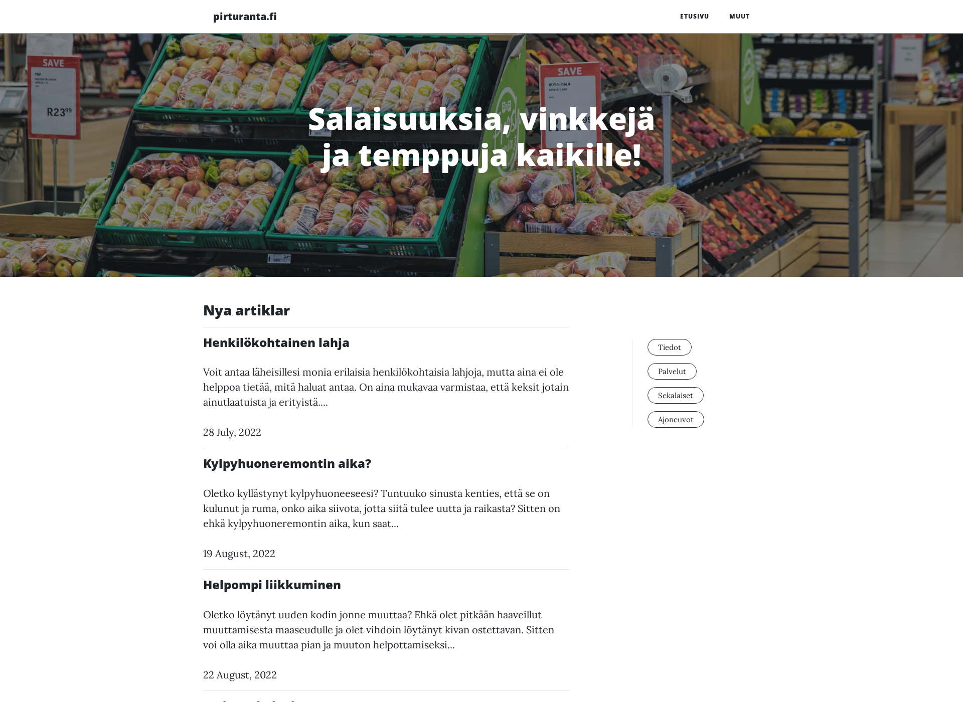 Skärmdump för pirturanta.fi