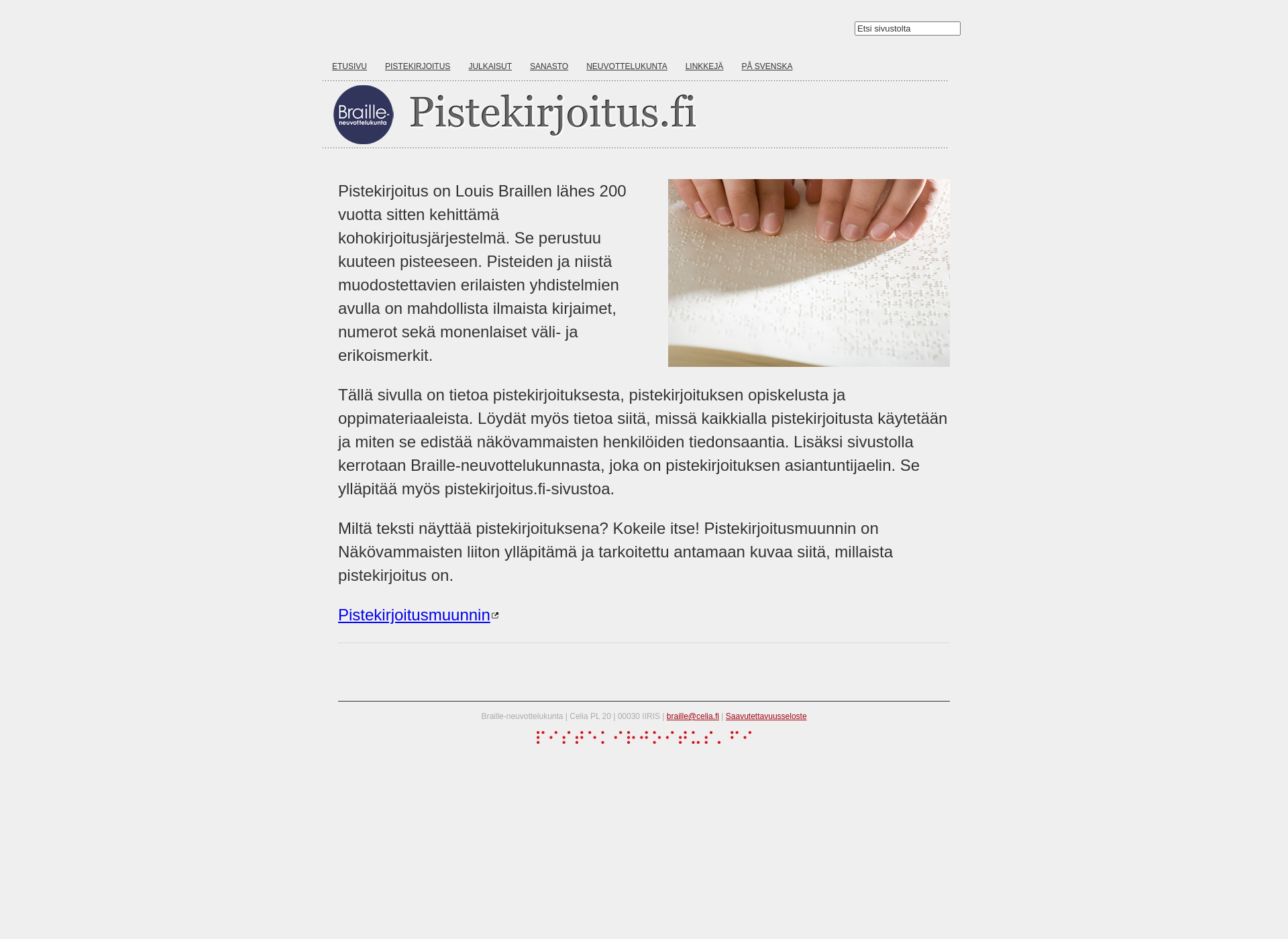Skärmdump för pistekirjoitus.fi