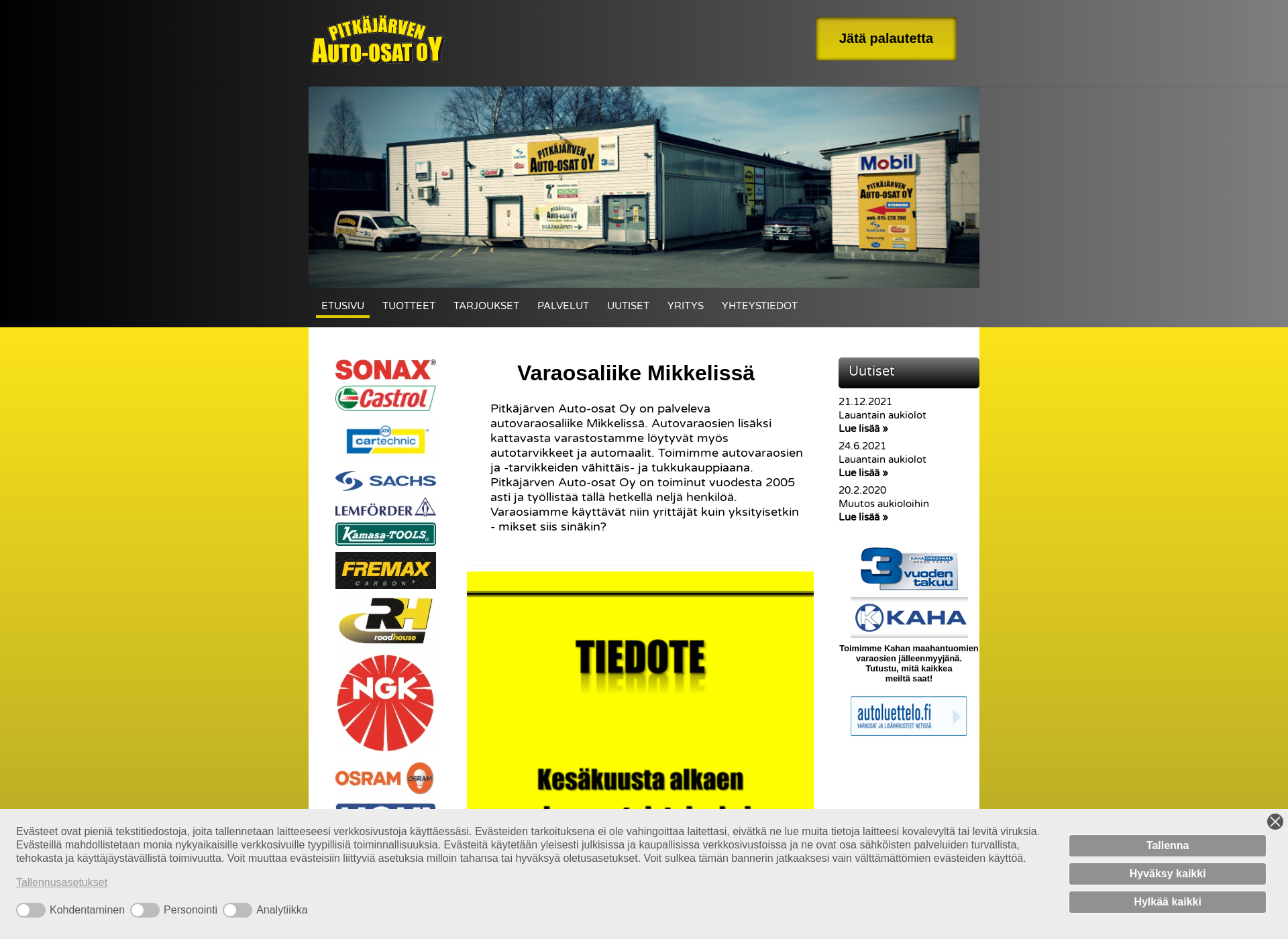 Screenshot for pitkajarvenauto-osat.fi