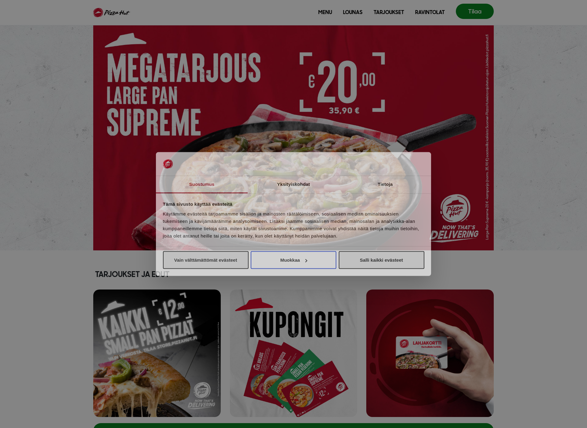 Screenshot for pizzahut.fi