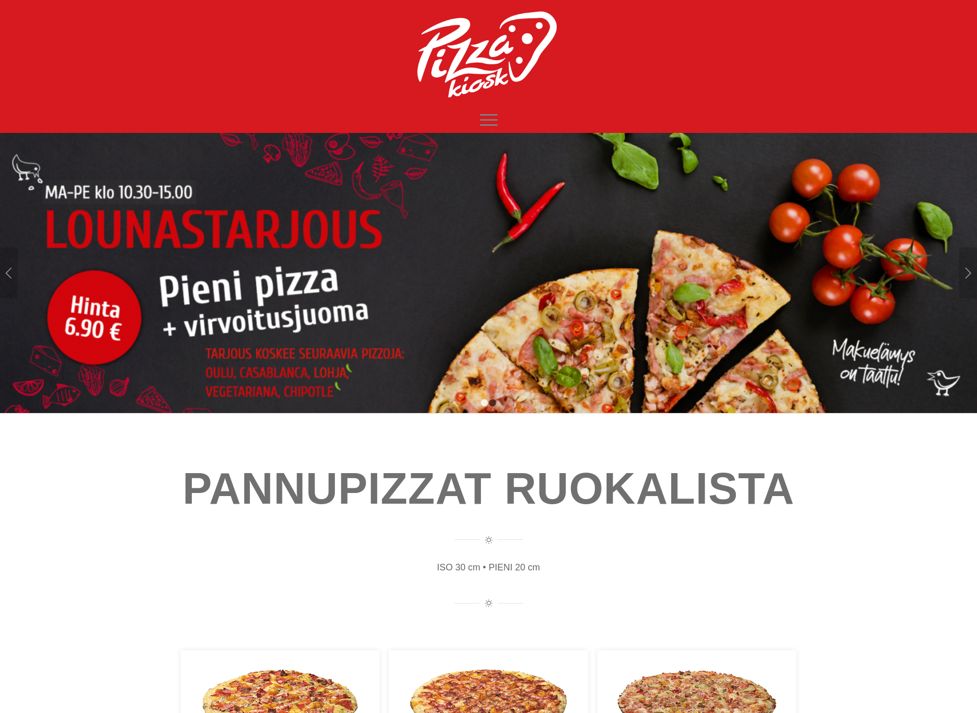 Skärmdump för pizzakiosk.fi