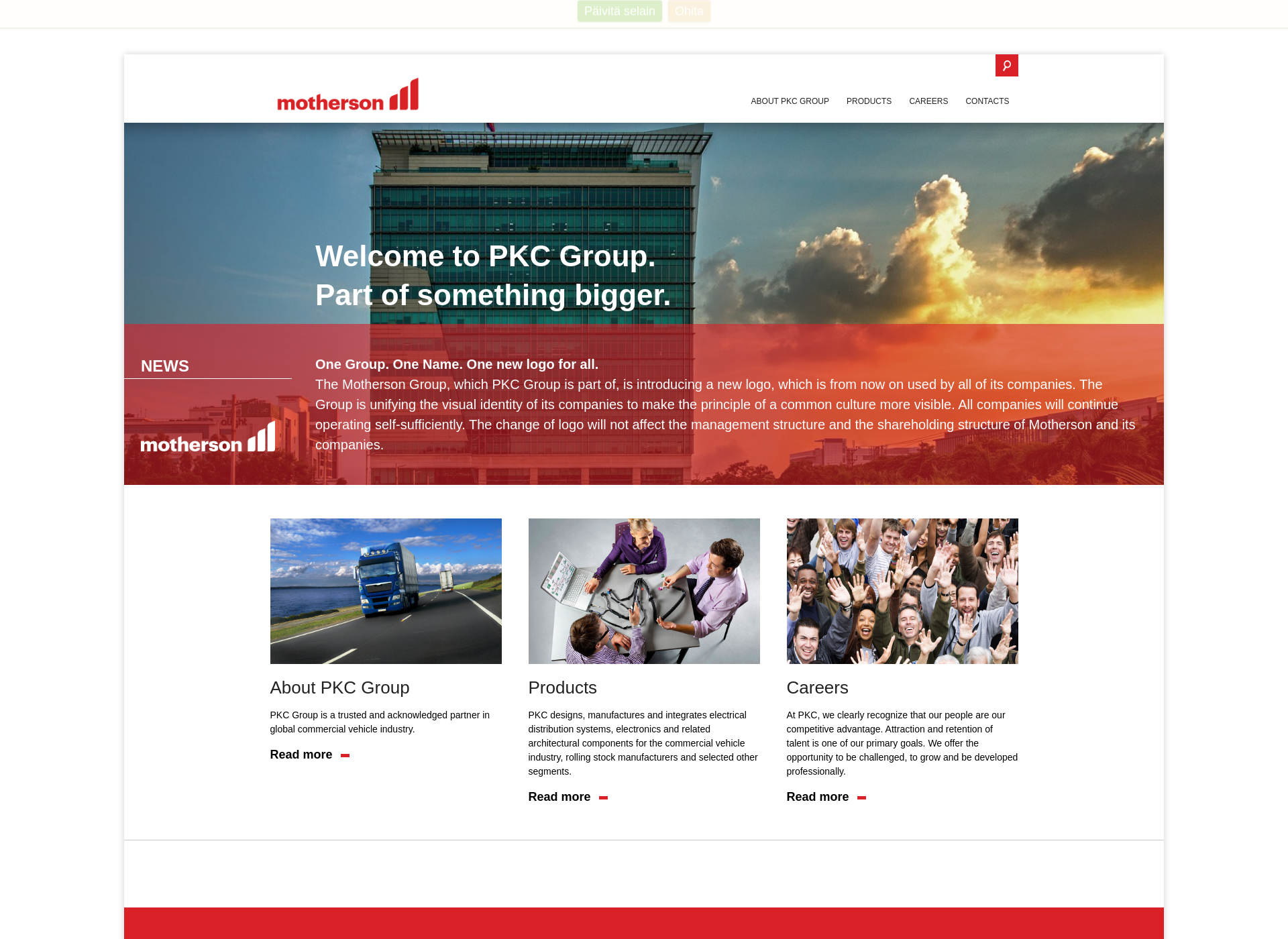 Skärmdump för pkcgroup.com