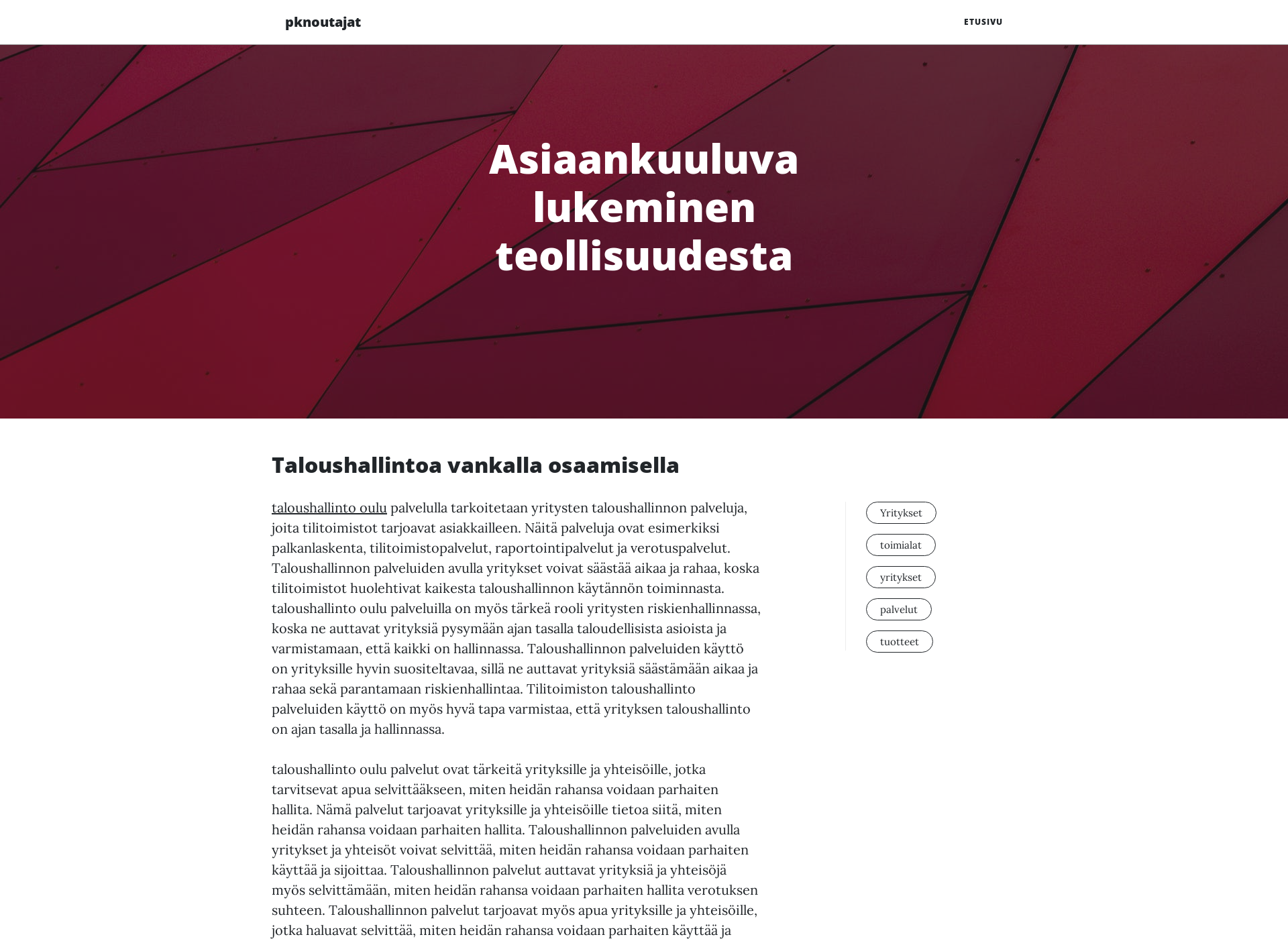 Skärmdump för pknoutajat.fi