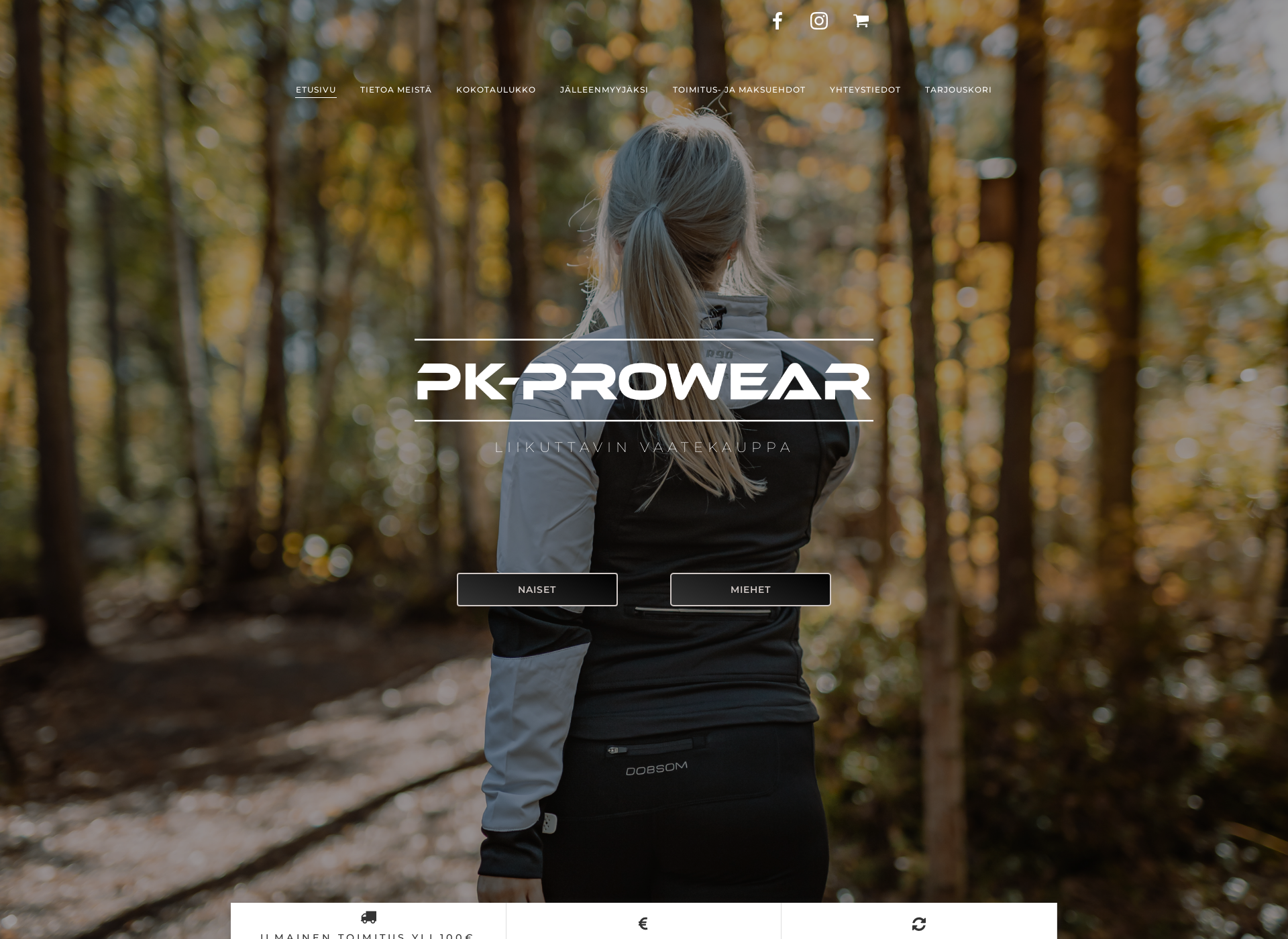 Skärmdump för pkprowear.fi