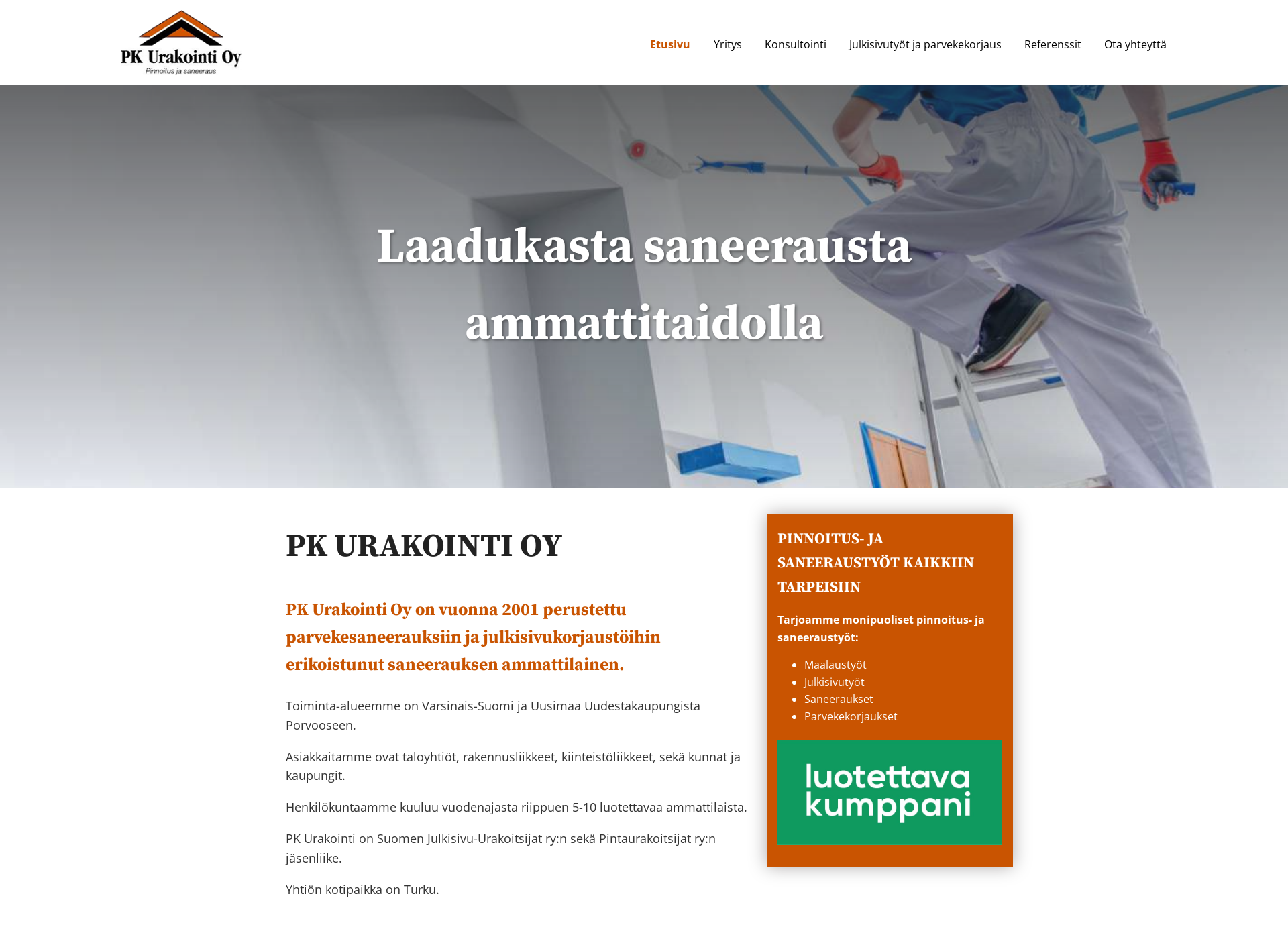 Skärmdump för pkurakointi.fi