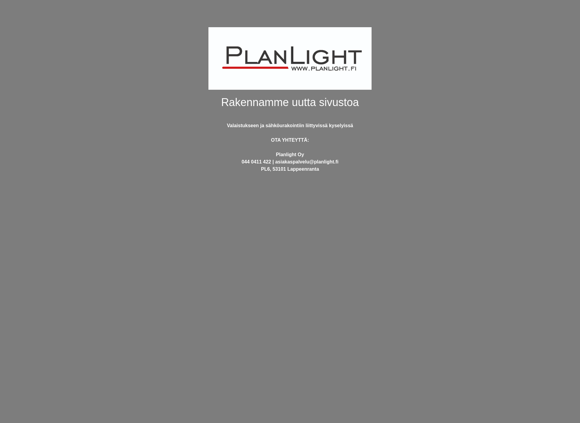 Skärmdump för planlight.fi