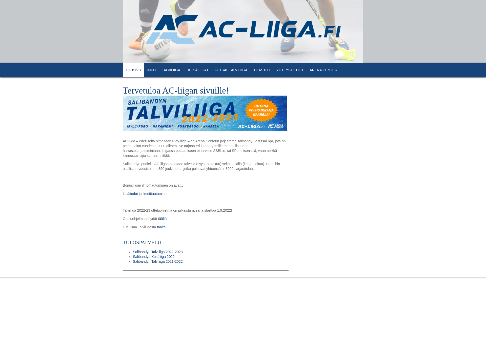 Skärmdump för play-liiga.fi