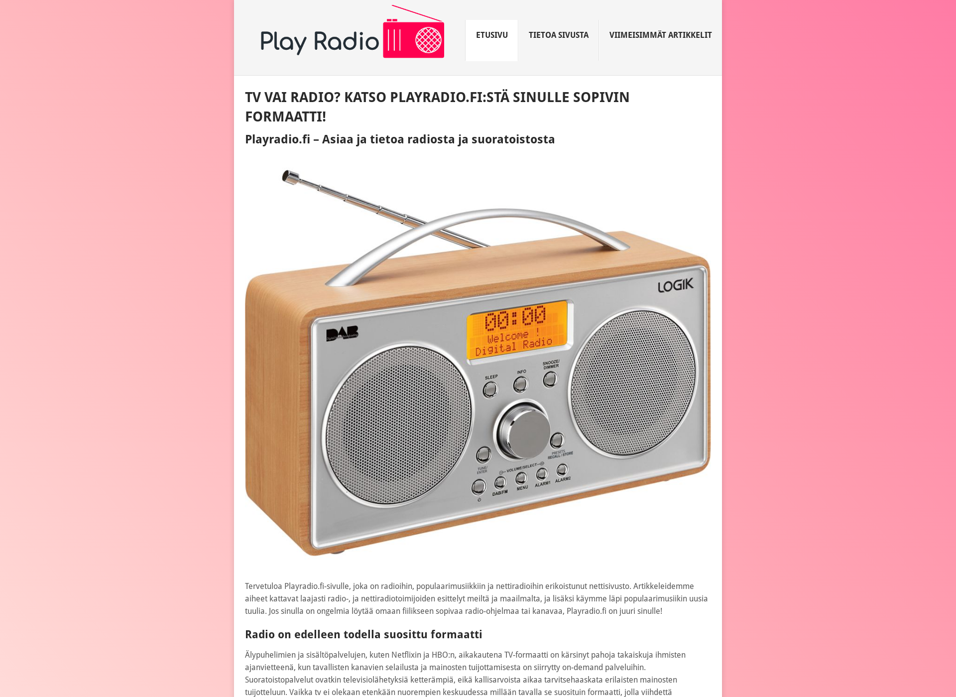 Screenshot for playradio.fi