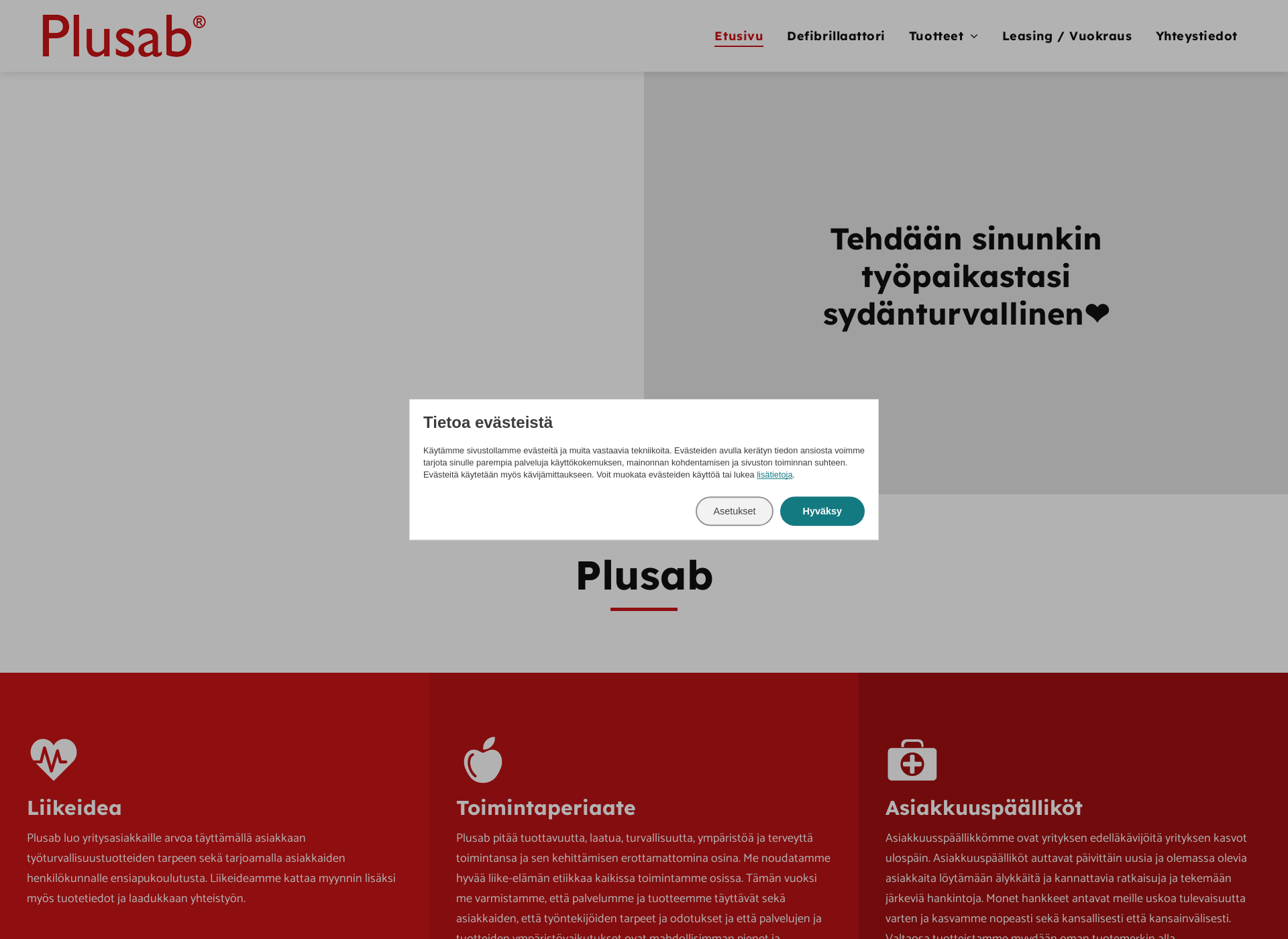 Skärmdump för plusab.fi
