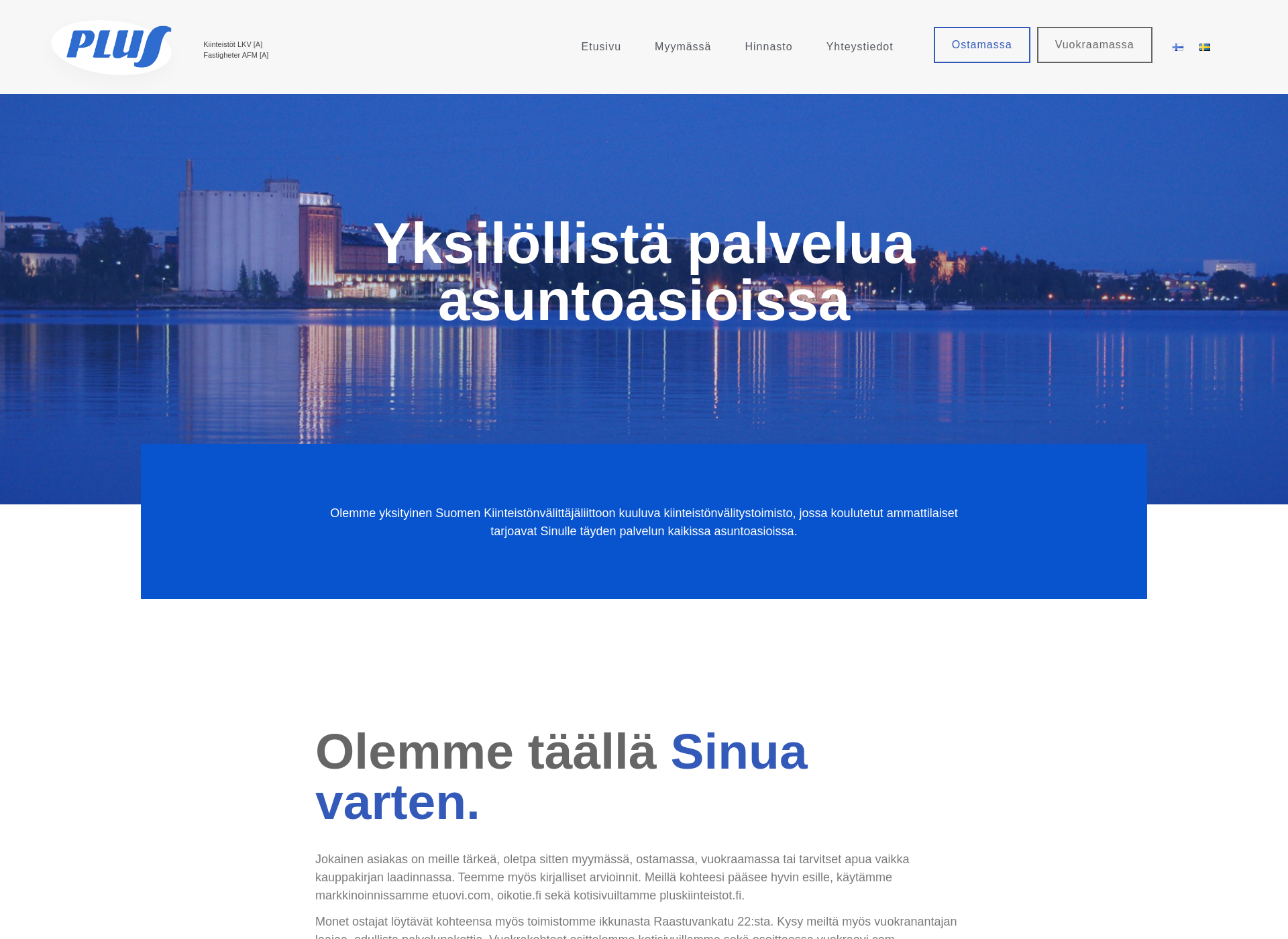 Skärmdump för pluskiinteistot.fi