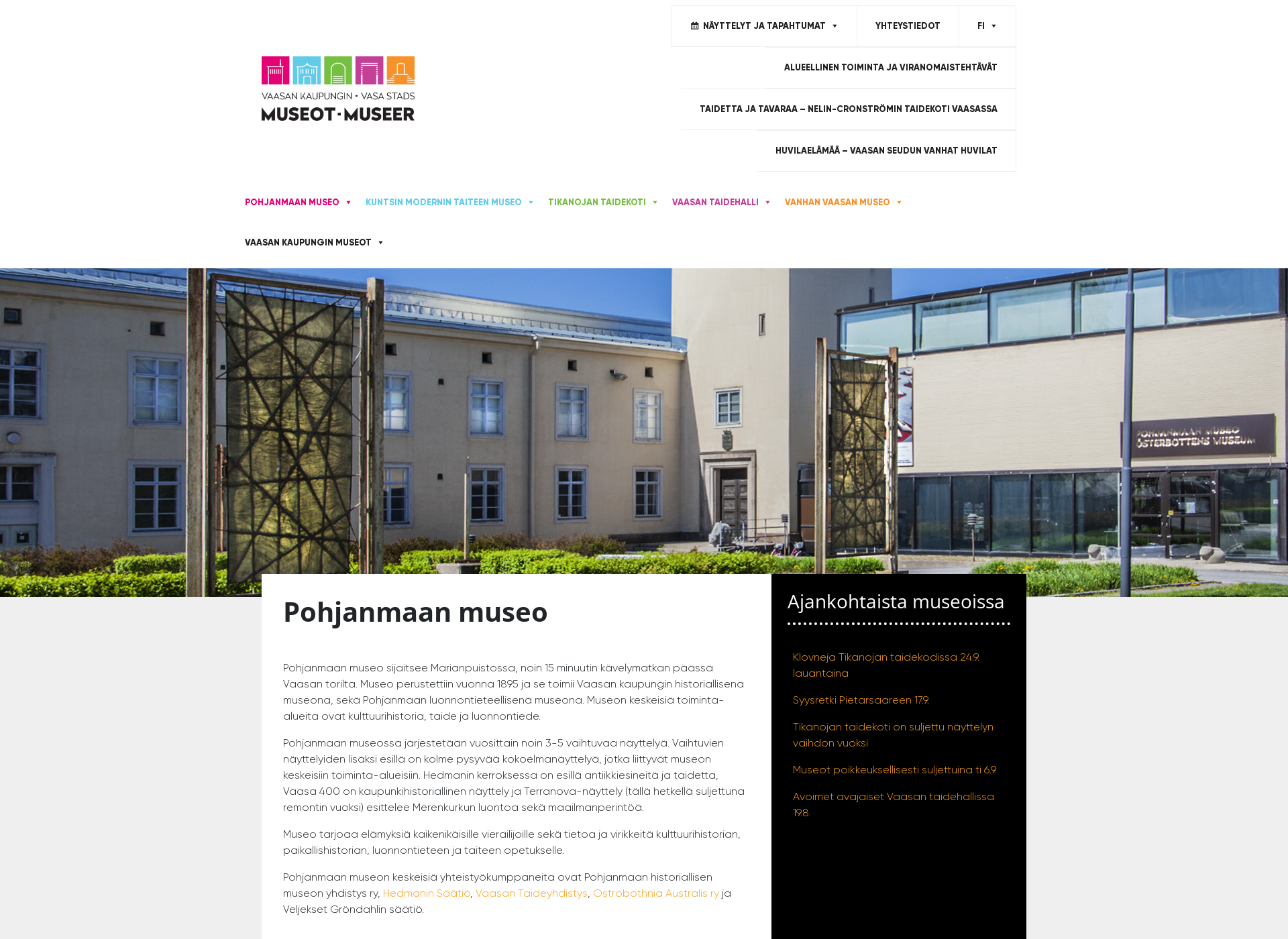 Screenshot for pohjanmaanmuseo.fi