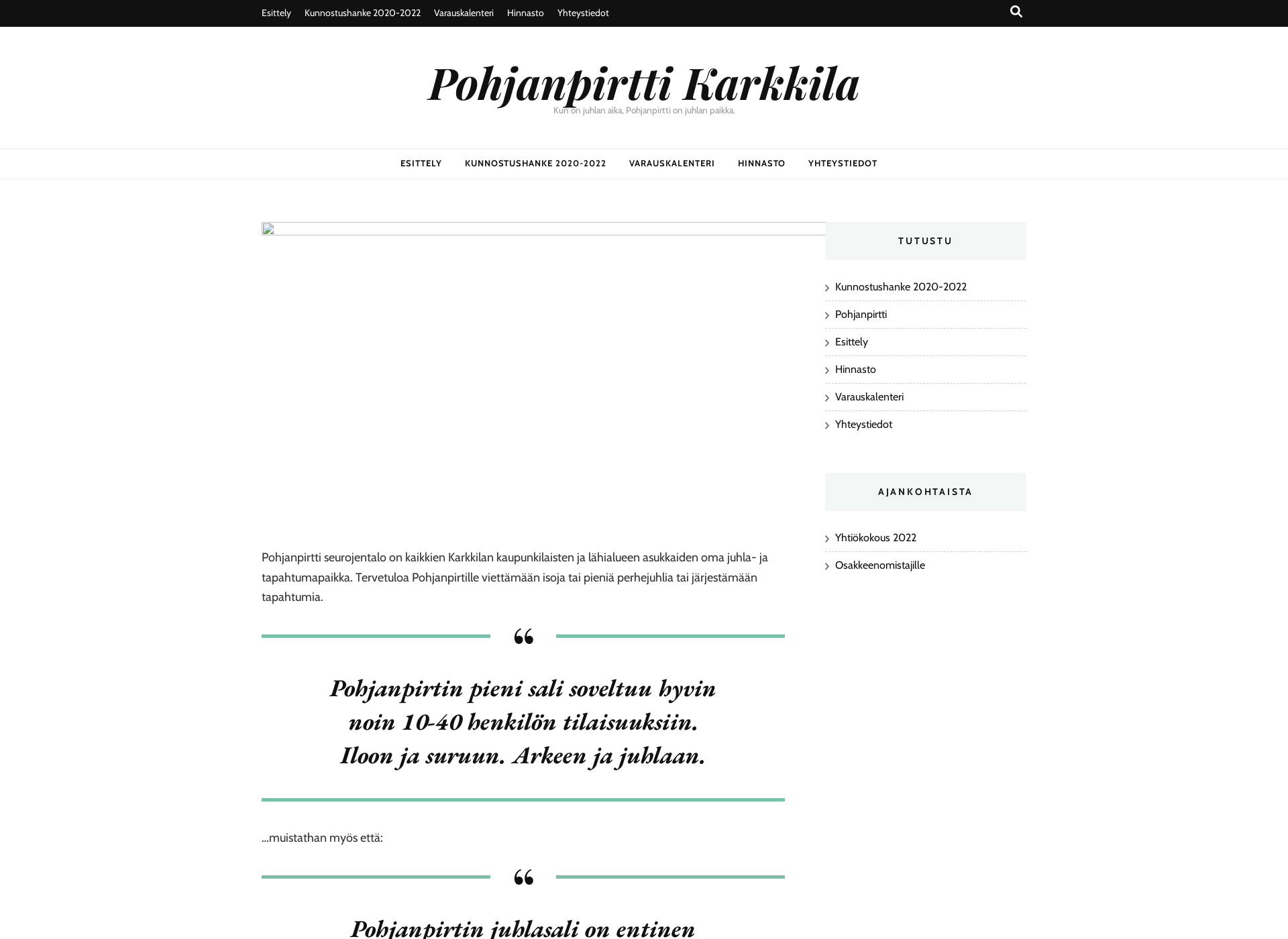 Skärmdump för pohjanpirtti.fi