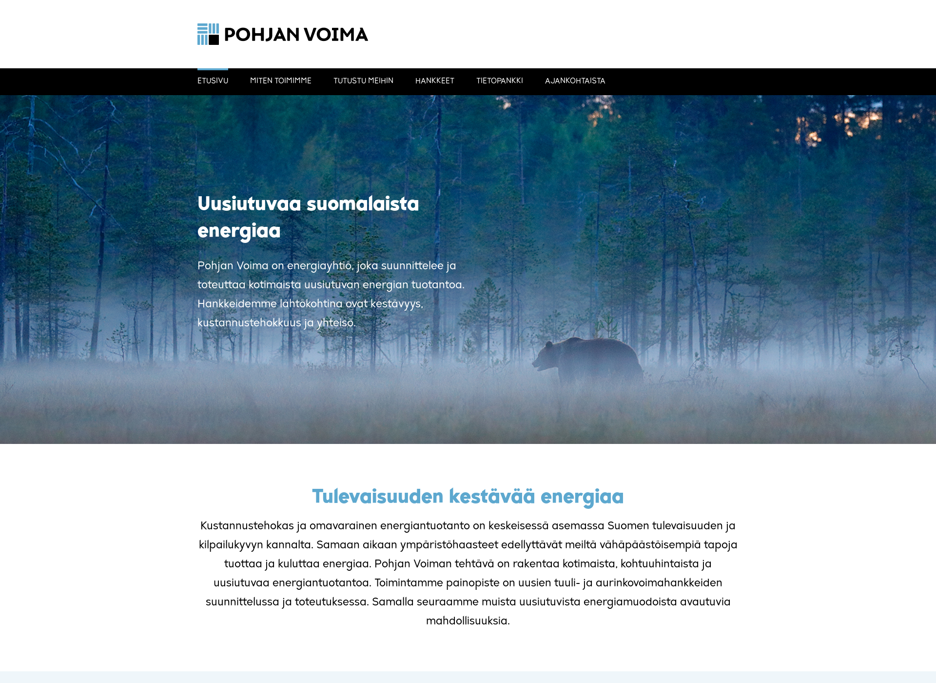 Skärmdump för pohjanvoima.fi