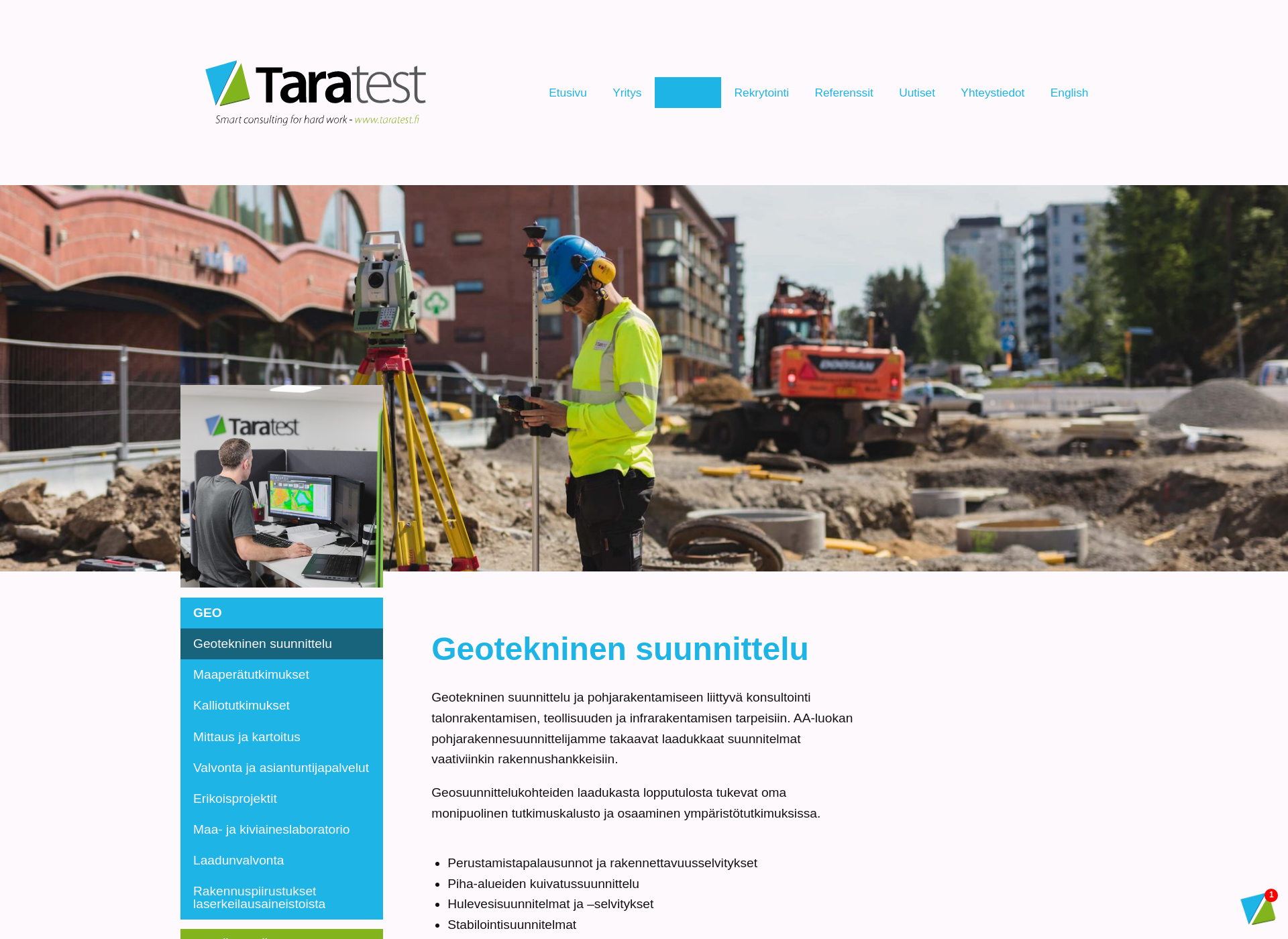 Skärmdump för pohjarakennesuunnittelu.fi