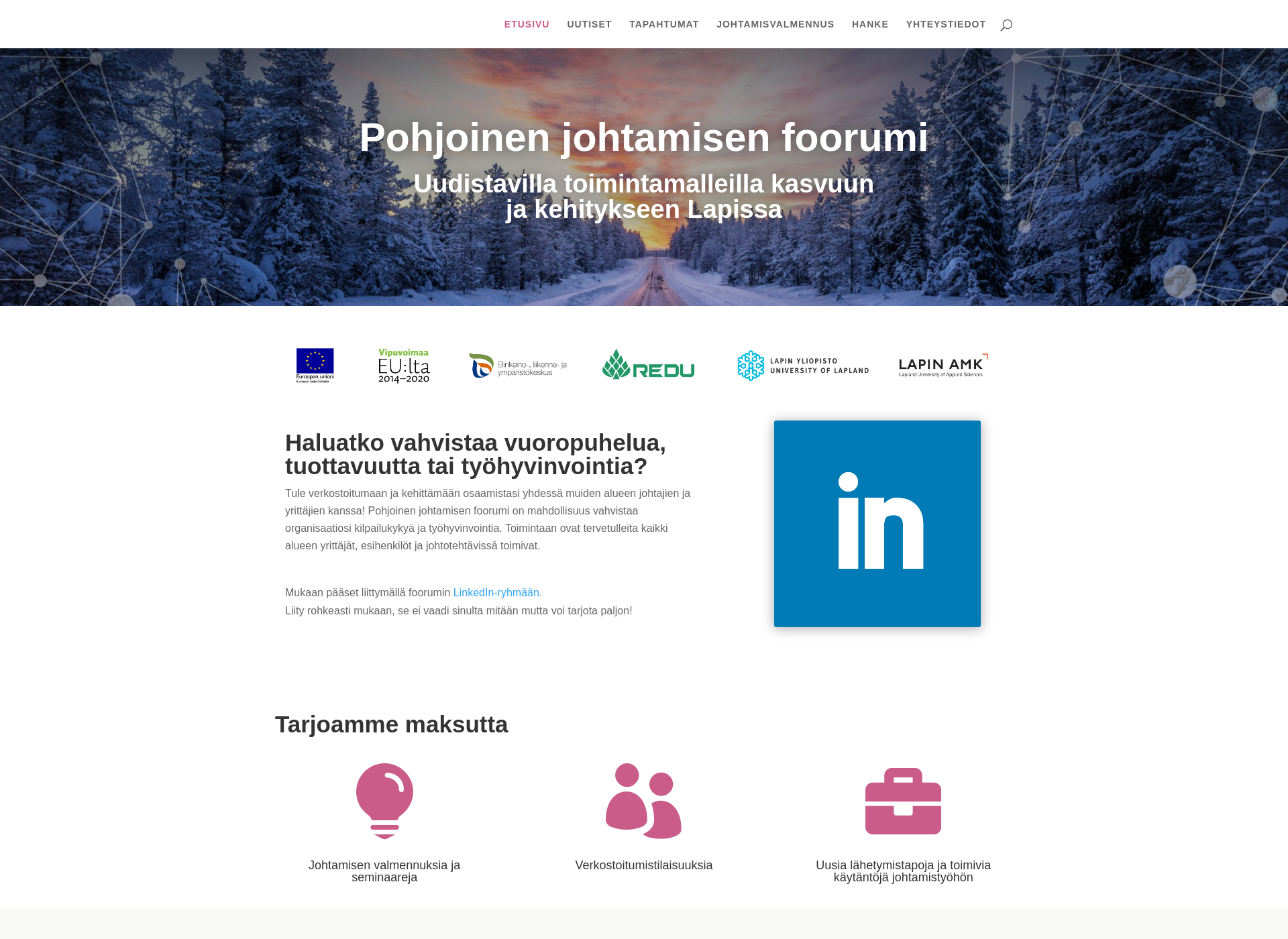Skärmdump för pohjoinenjohtamisenfoorumi.fi