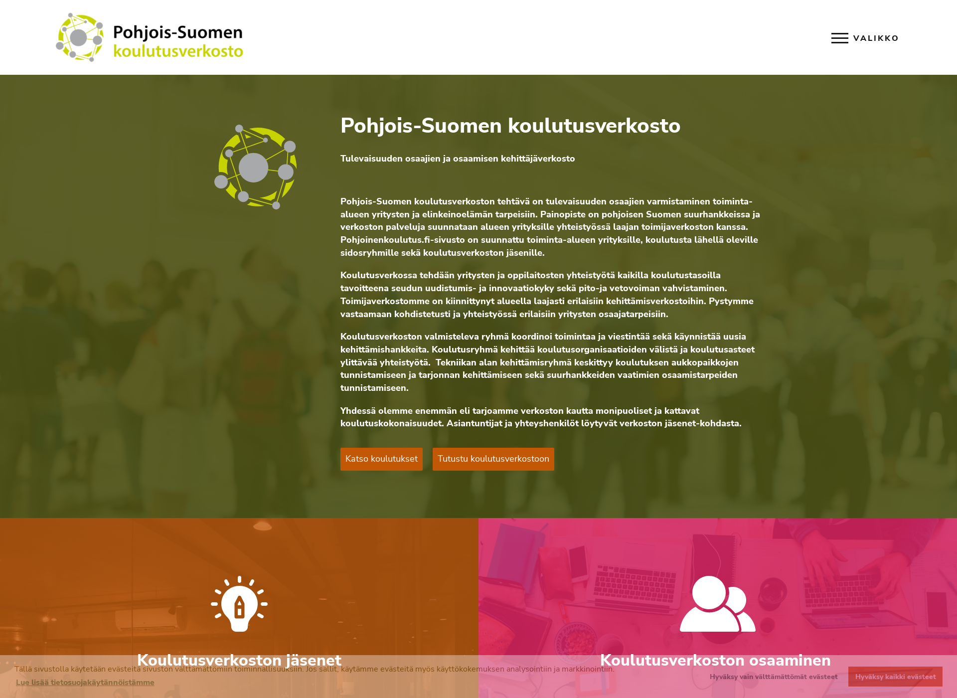 Skärmdump för pohjoinenkoulutus.fi