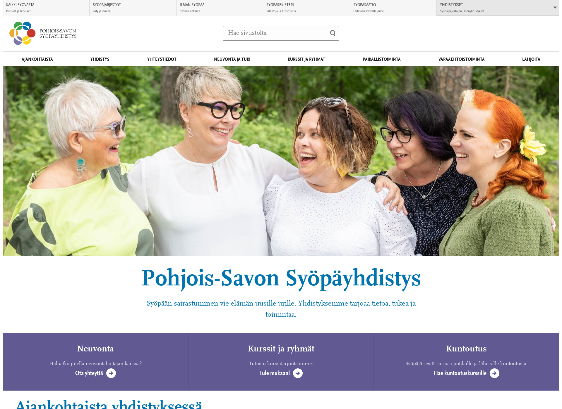 Skärmdump för pohjois-savonsyopayhdistys.fi