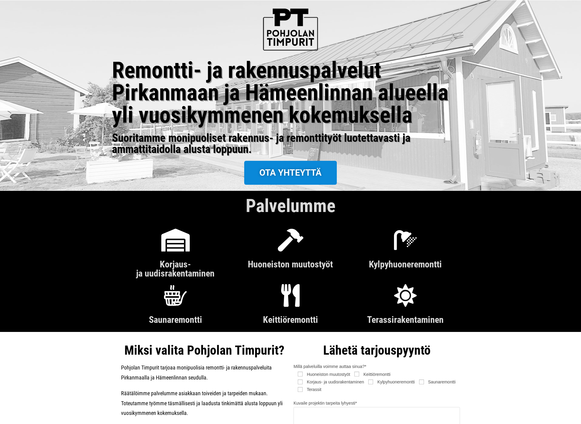 Skärmdump för pohjolantimpurit.fi