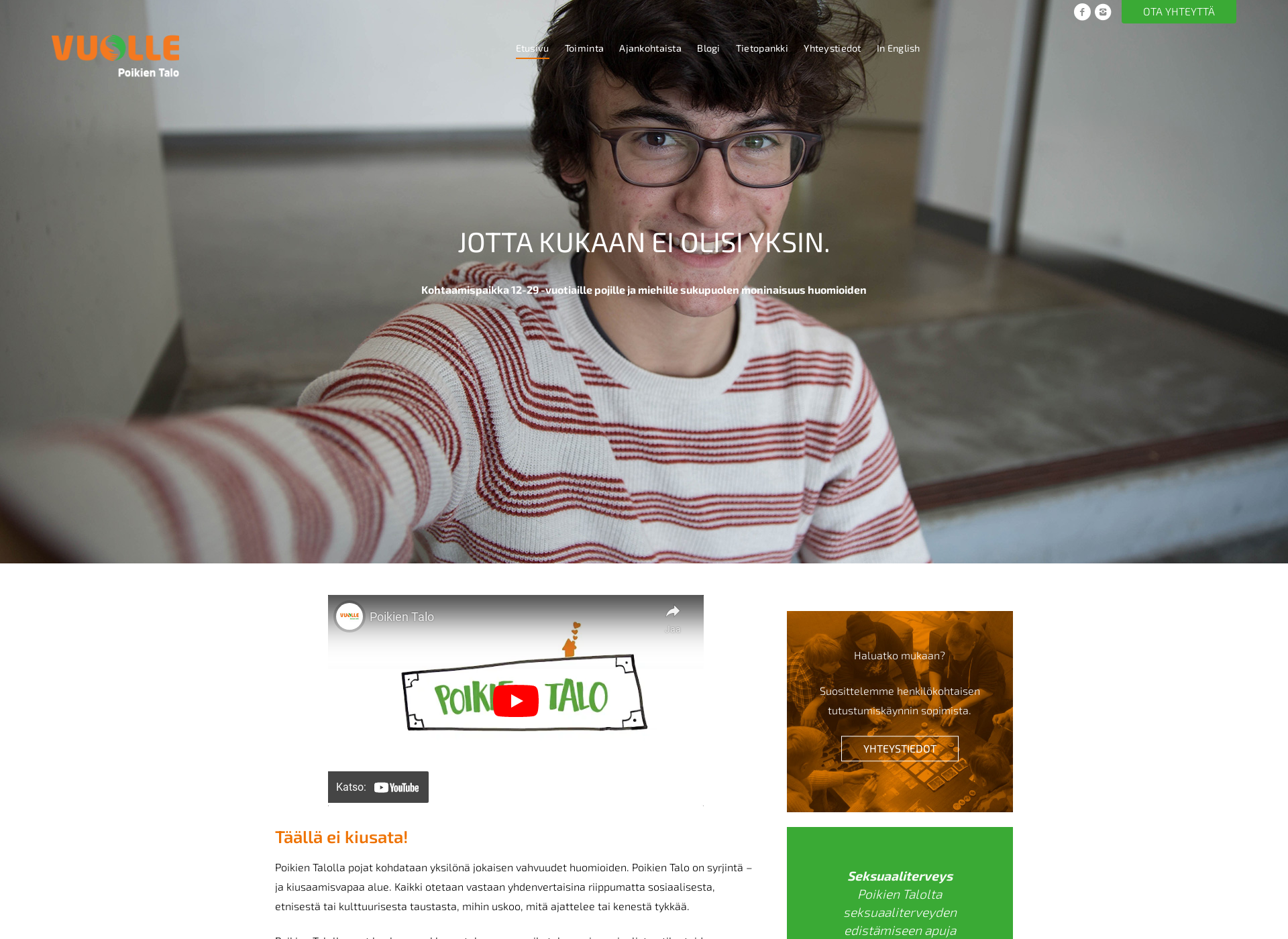 Skärmdump för poikientalo-oulu.fi