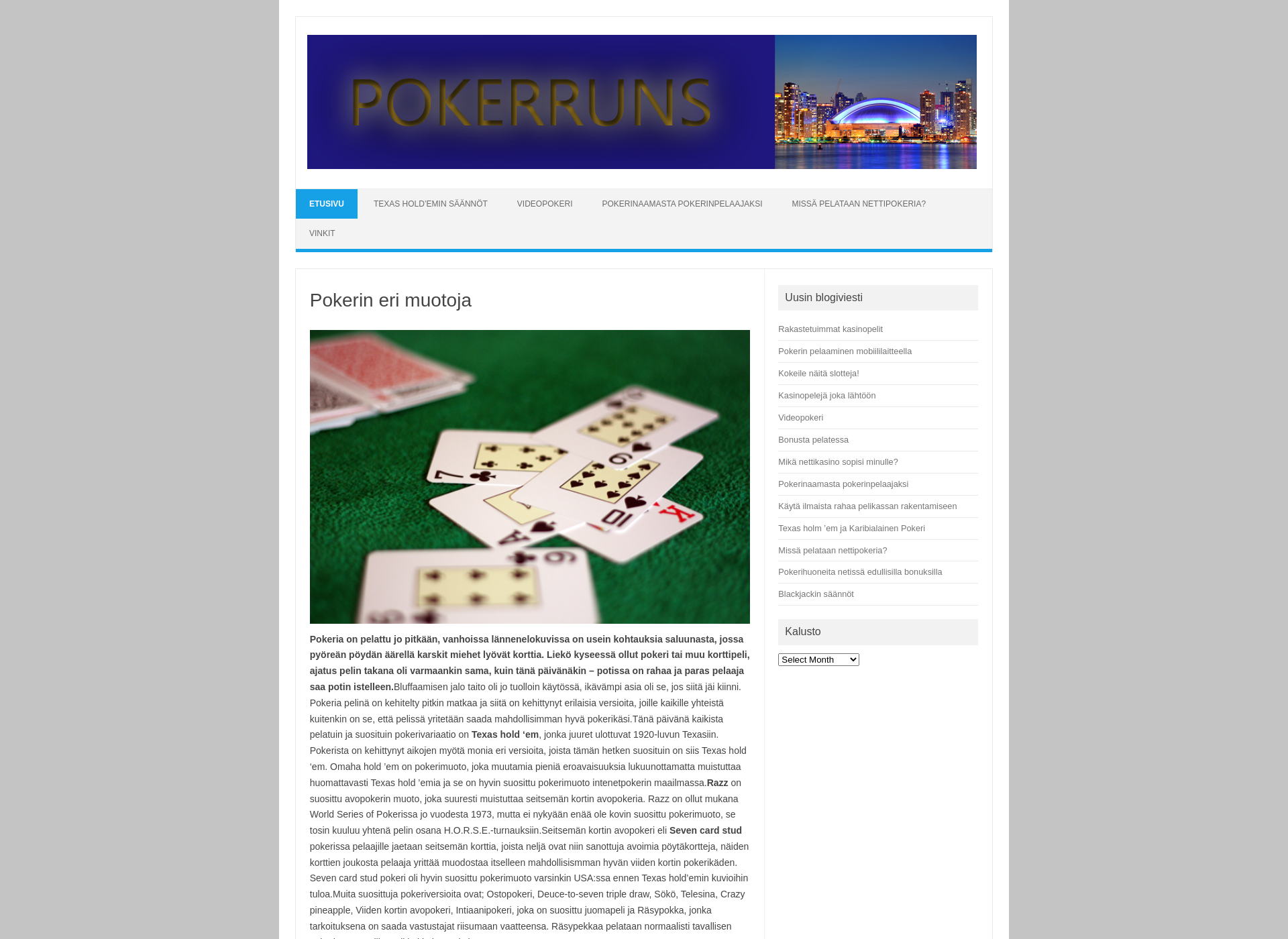 Skärmdump för pokerruns.fi
