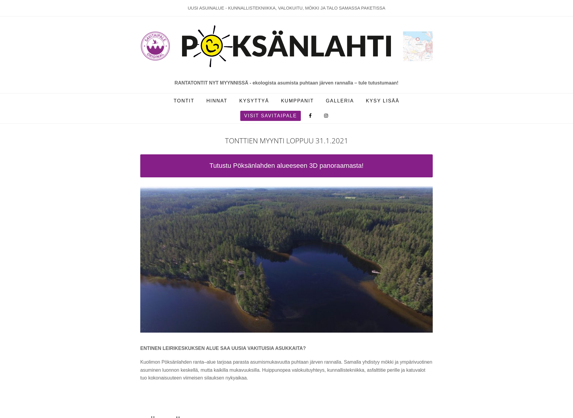 Skärmdump för poksanlahti.fi