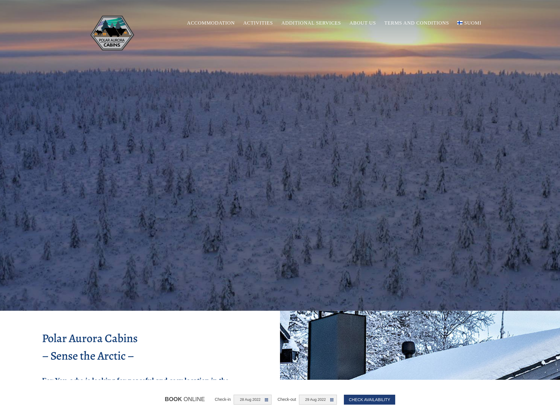 Screenshot for polarauroracabins.fi