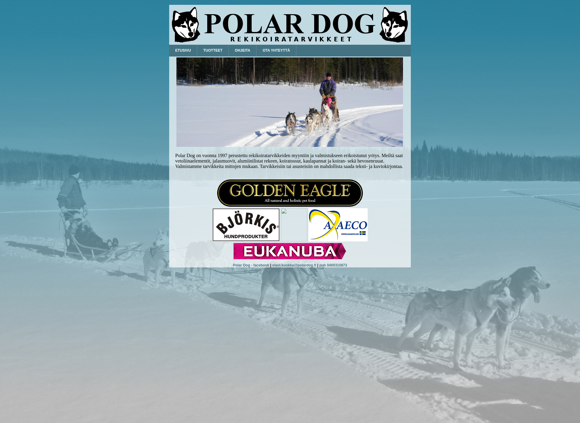 Skärmdump för polardog.fi